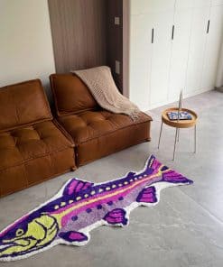 Tapete de área con diseño de peces abstractos vibrantes