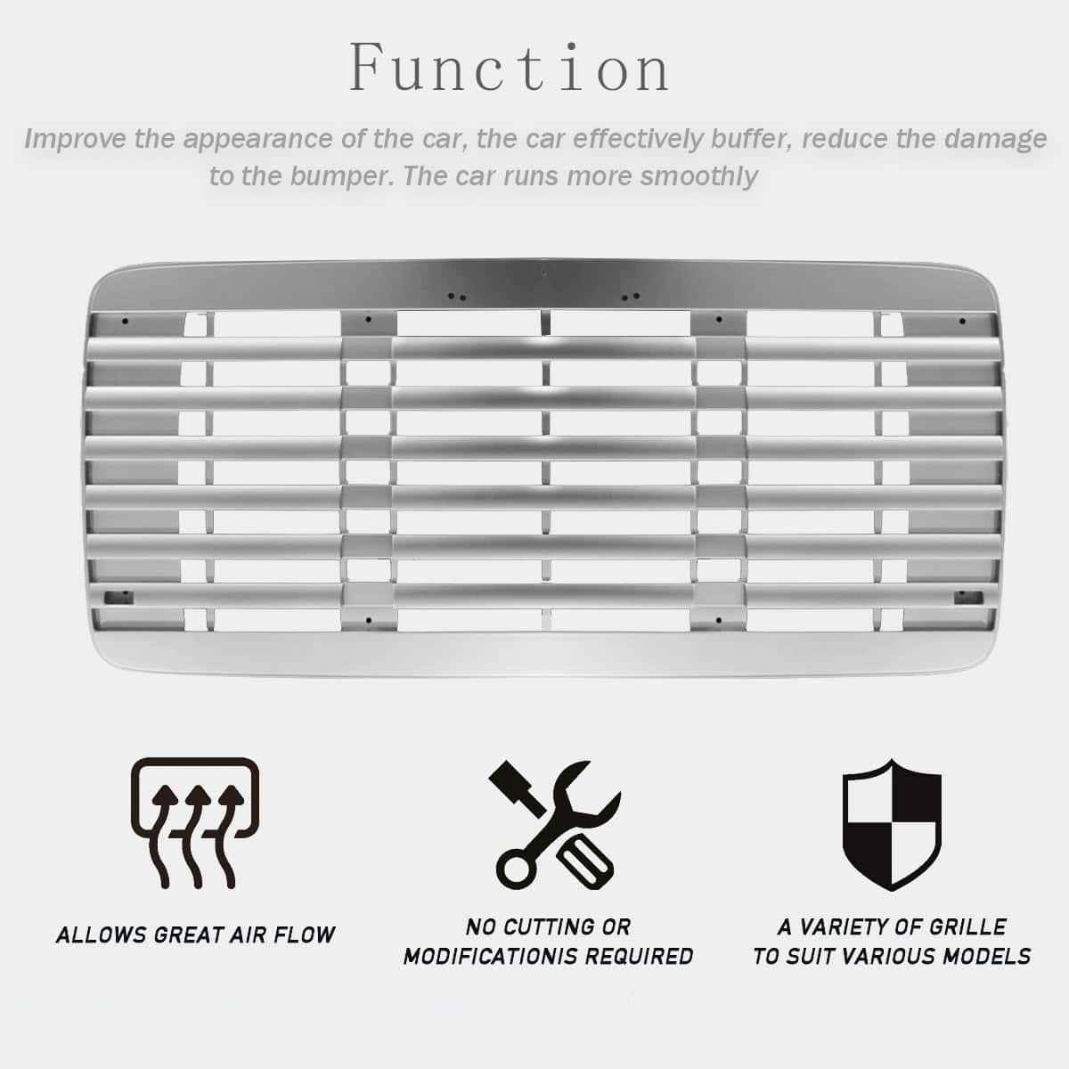 Parrilla del radiador del capó delantero -Cromo, Negro - Imagen 4