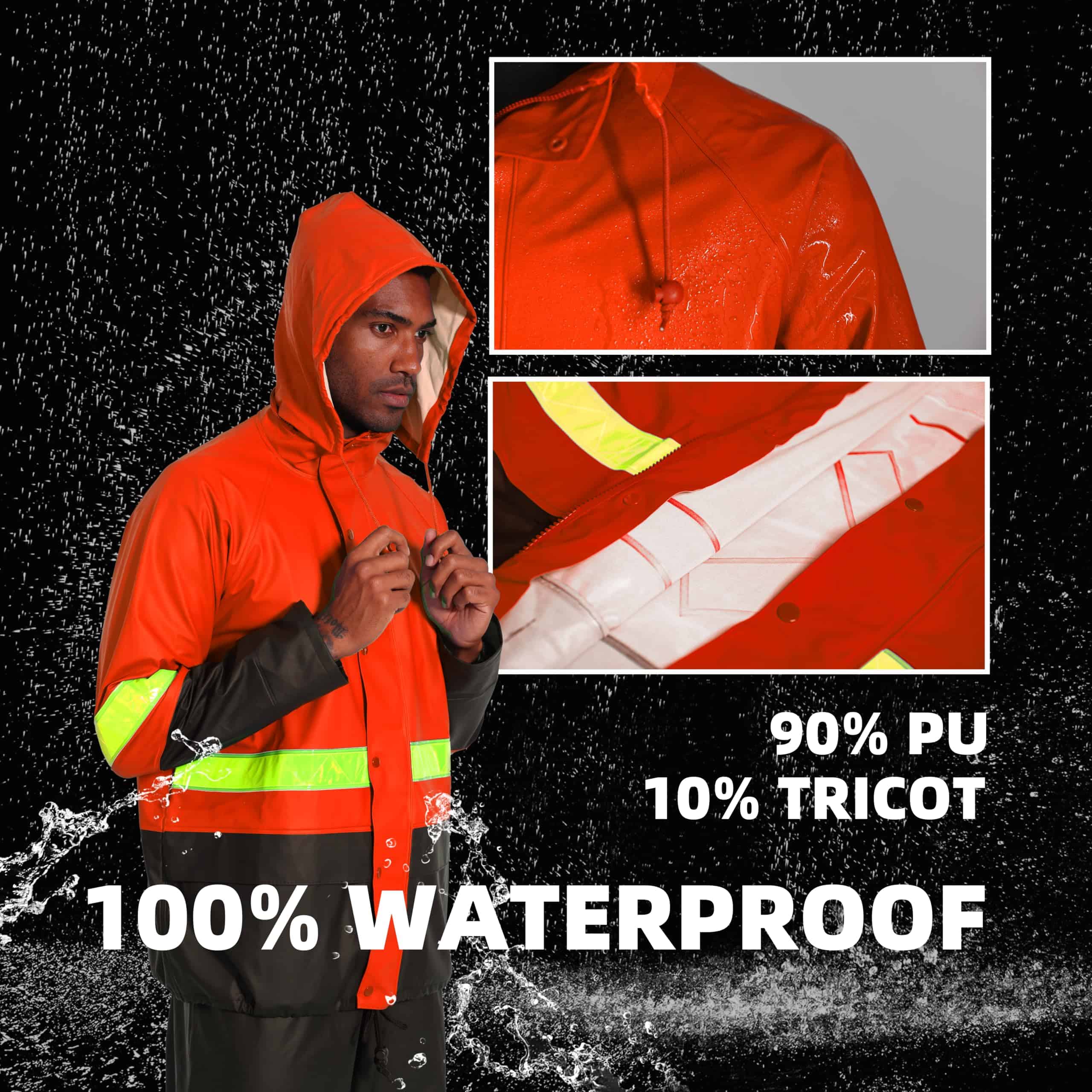 Conjunto de chaqueta impermeable con peto para pesca de - Imagen 6