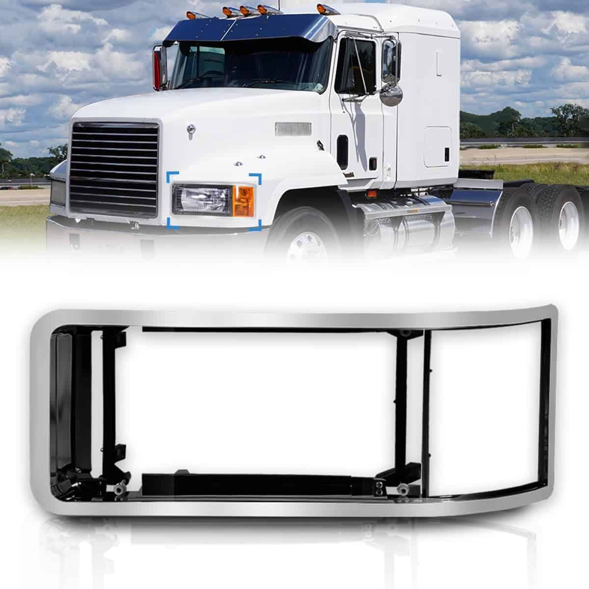 Bisel de Faro Cromado para Camión Mack CH Izquierdo del