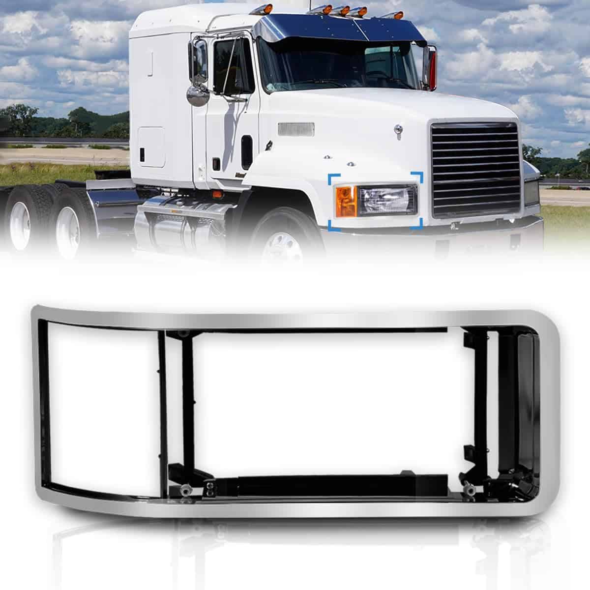 Cubierta de lámpara de faro cromado para camión Mack CH