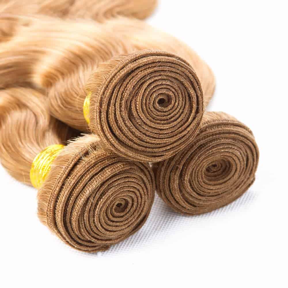 #27 Honey Blonde Bundles Cuerpo Onda Cabello Humano 28 - Imagen 5