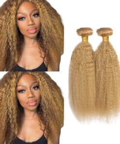 #27 Mechones de Cabello Humano Rizado Lacio Bundeles 24 26