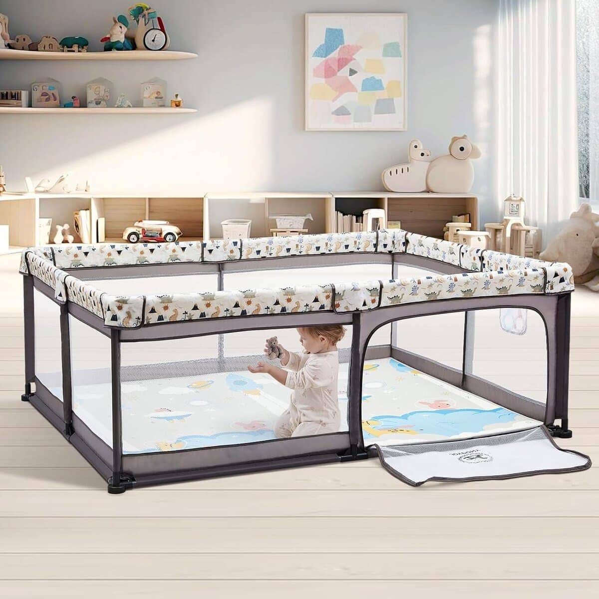 Corralito para Bebés con Colchoneta, 71"x59" Corralito