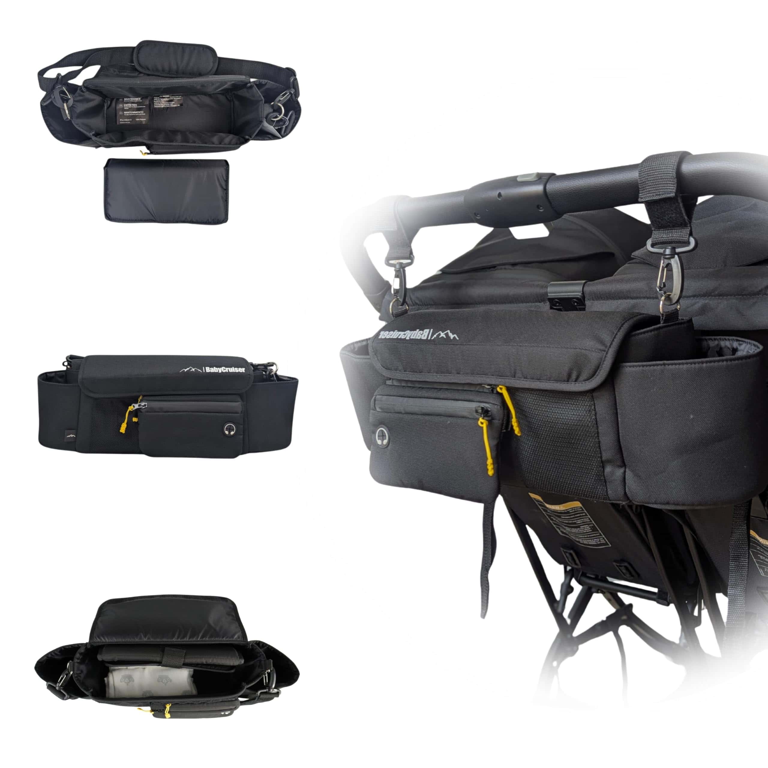 Organizador para carriola doble con porta vasos, bolsillo