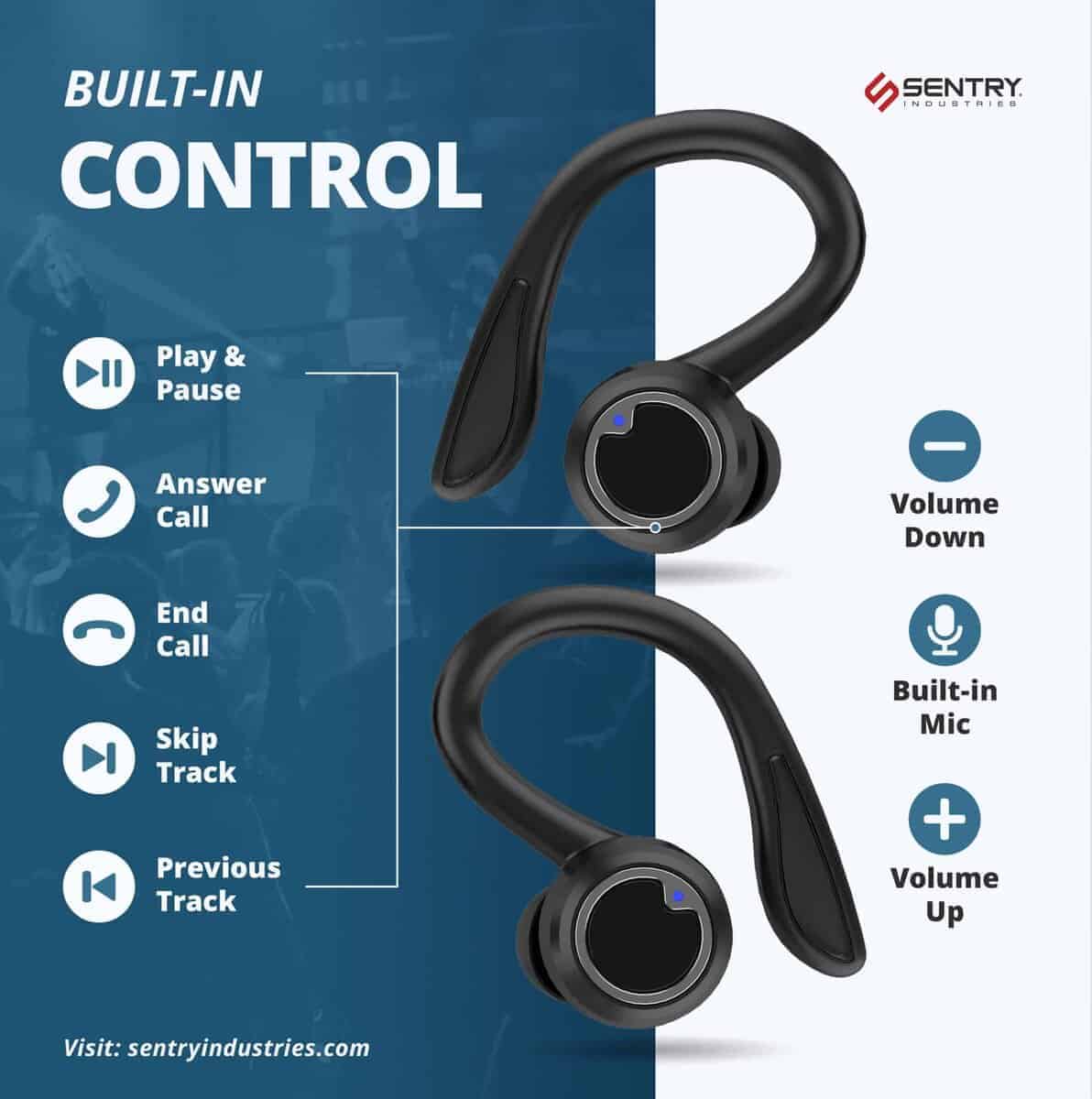 Audífonos inalámbricos Bluetooth Sentry OSE Sport Hook, - Imagen 6