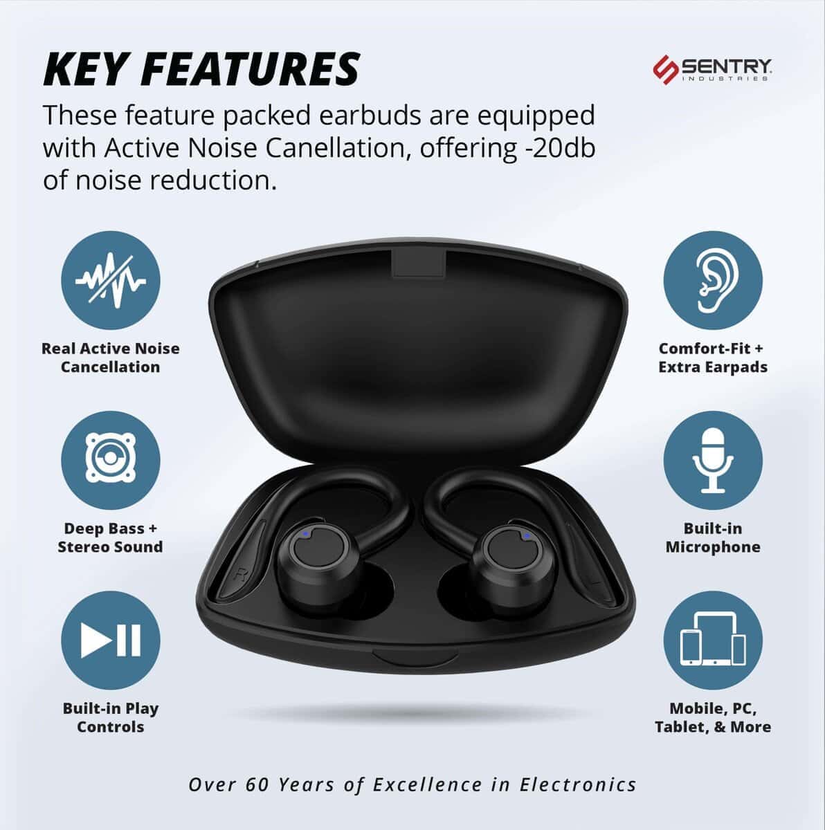 Audífonos inalámbricos Bluetooth Sentry OSE Sport Hook, - Imagen 4