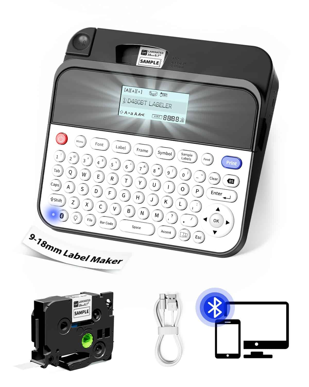 Máquina de etiquetado EazeID con cinta D480BT Bluetooth