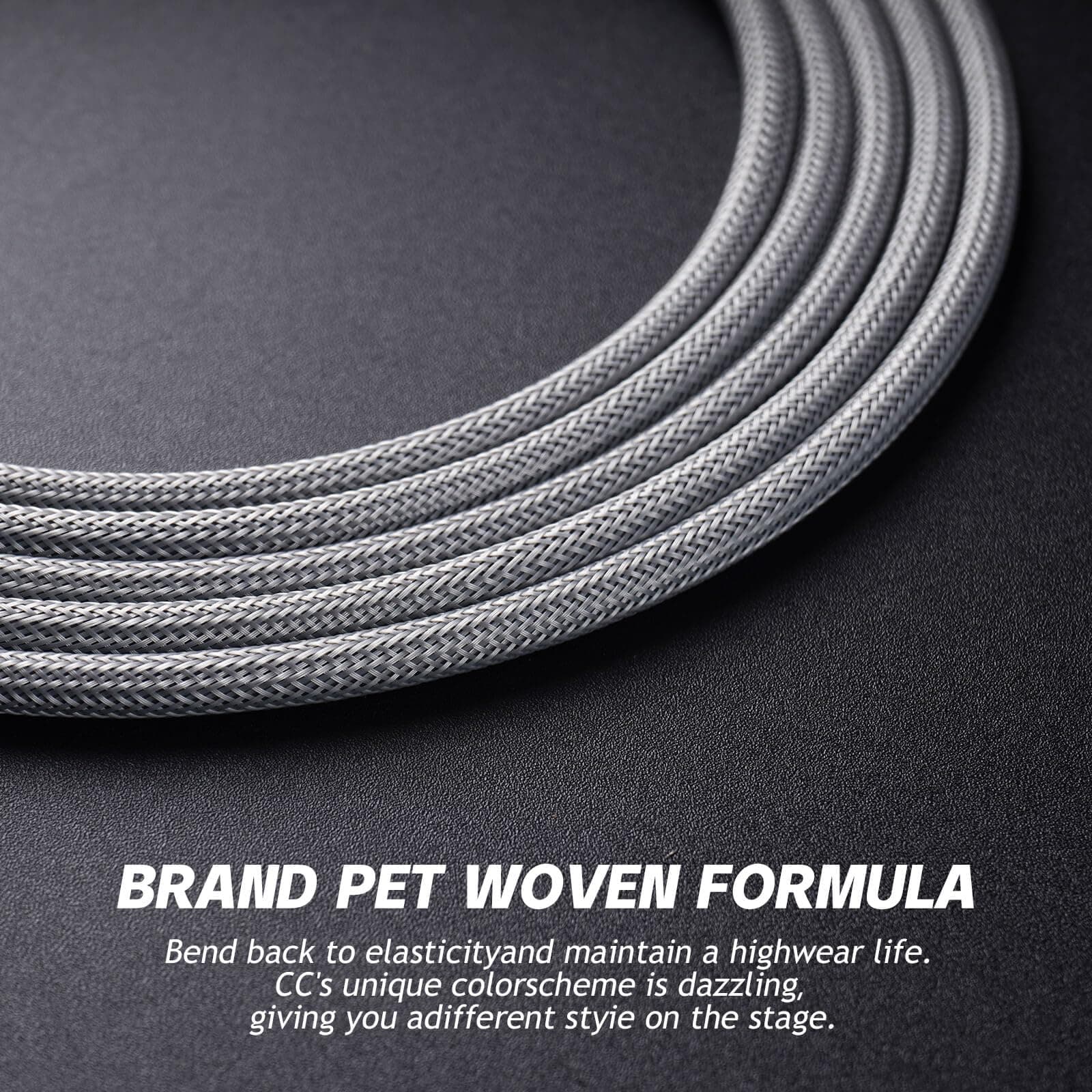 Cable de Guitarra Samgool de 15 pies, Cable de -Gris Platead - Imagen 3