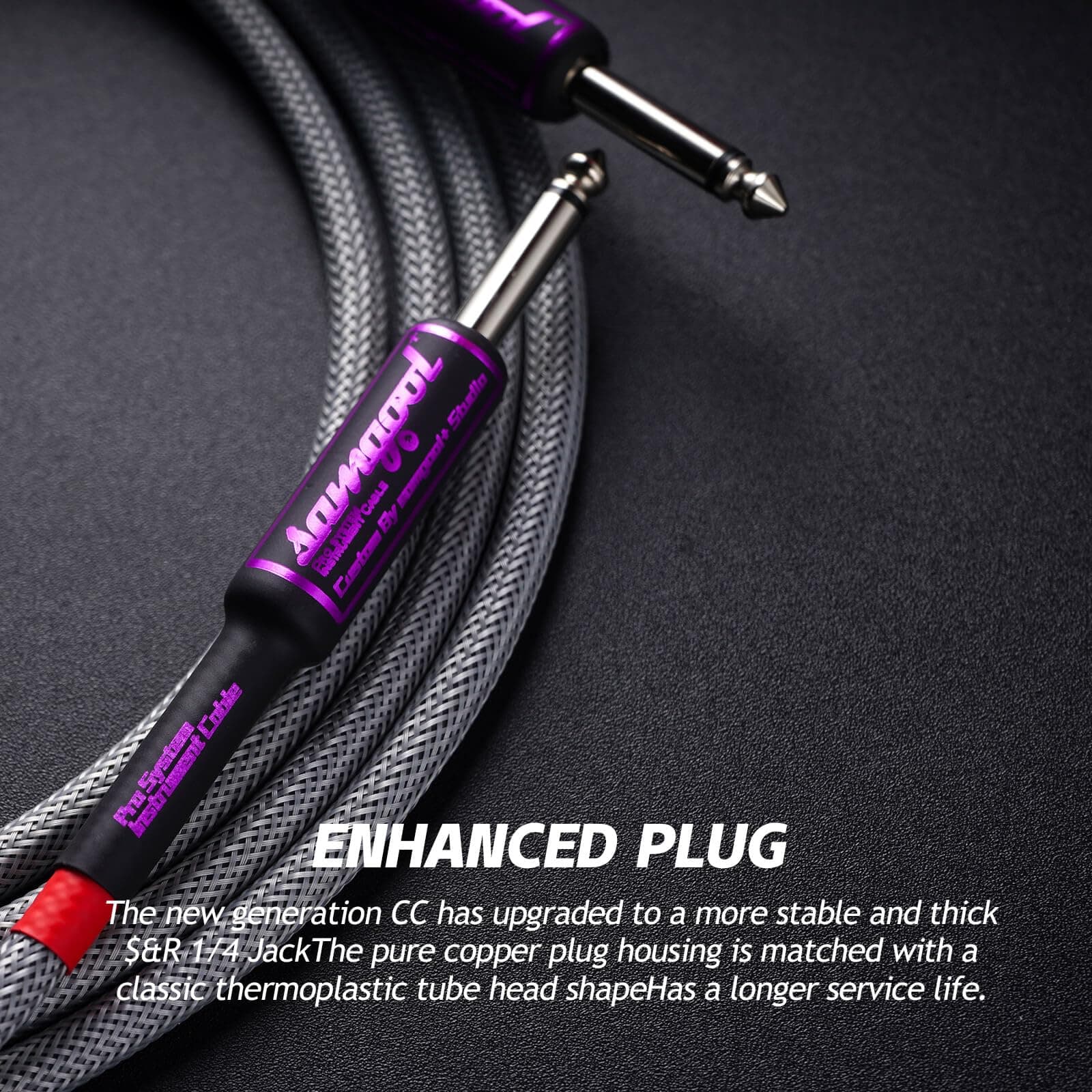 Cable de Guitarra Samgool de 15 pies, Cable de -Gris Platead - Imagen 4