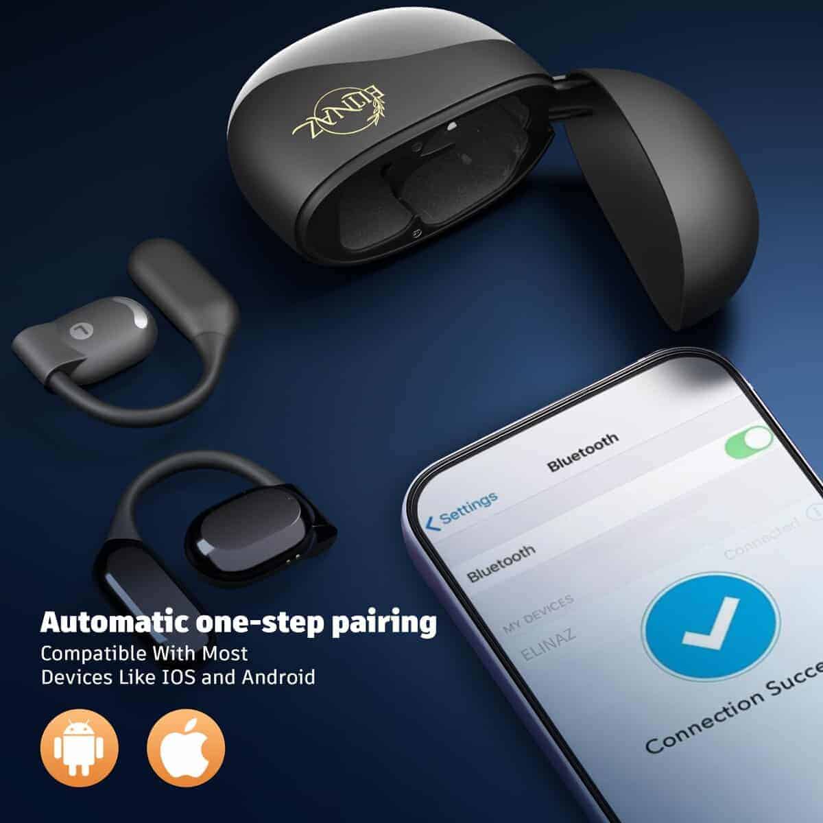 ELINAZ Auriculares inalámbricos de oído abierto Bluetooth - - Imagen 5