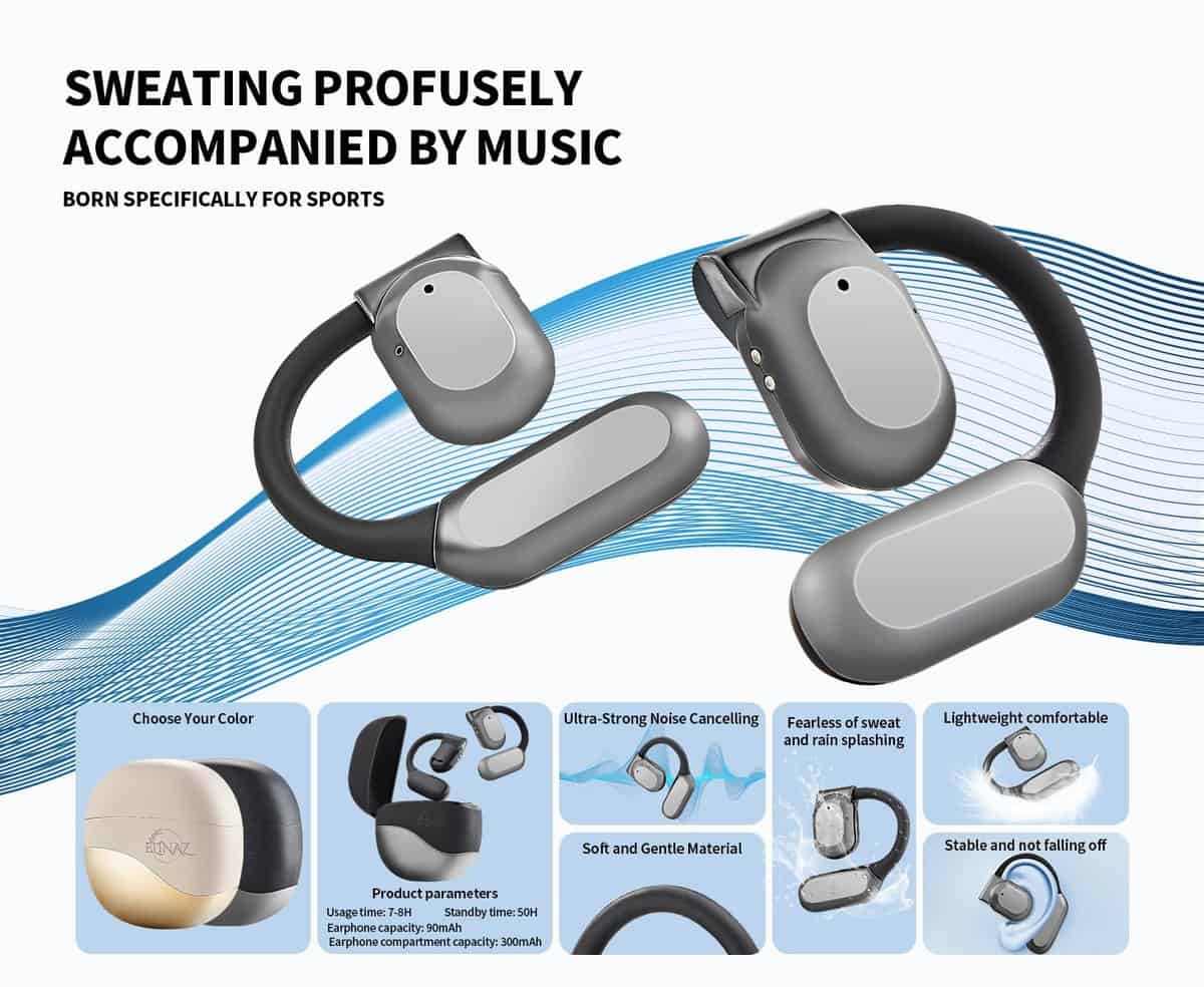 ELINAZ Auriculares inalámbricos de oído abierto Bluetooth - - Imagen 10