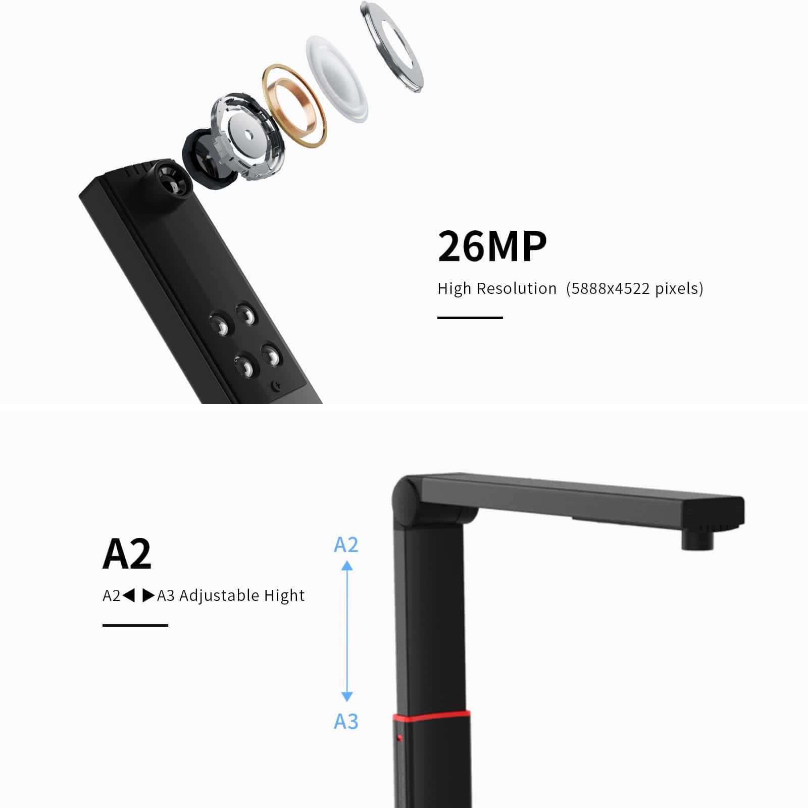Escáner de Documentos VIISAN - Cámara de Documentos USB con - Imagen 3