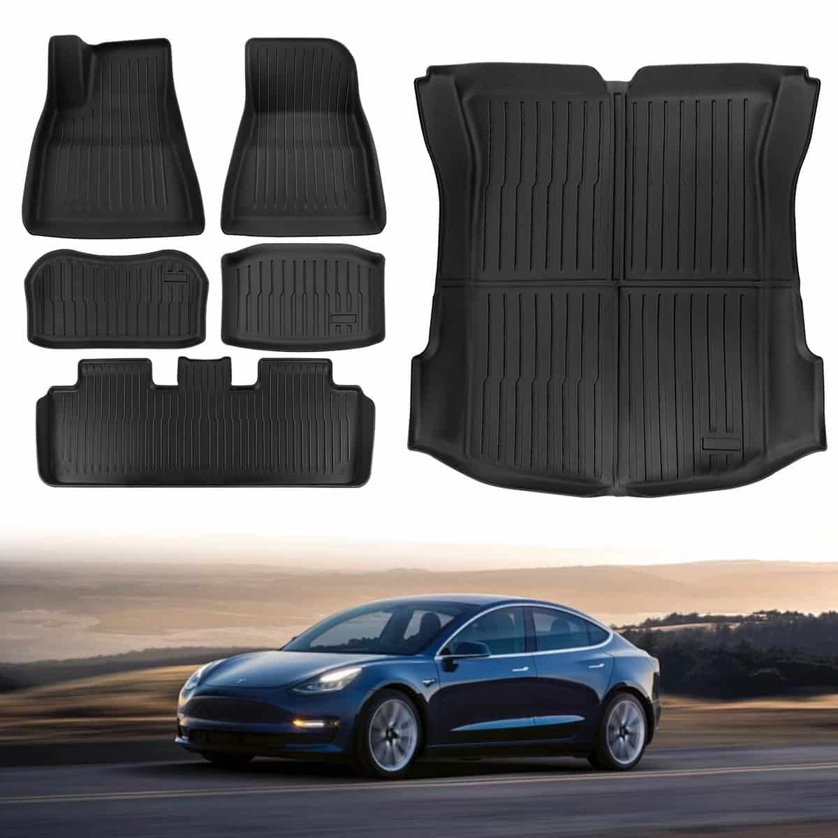 Tapetes para Tesla Model 3 2021-2023, Forro de Piso de TPE