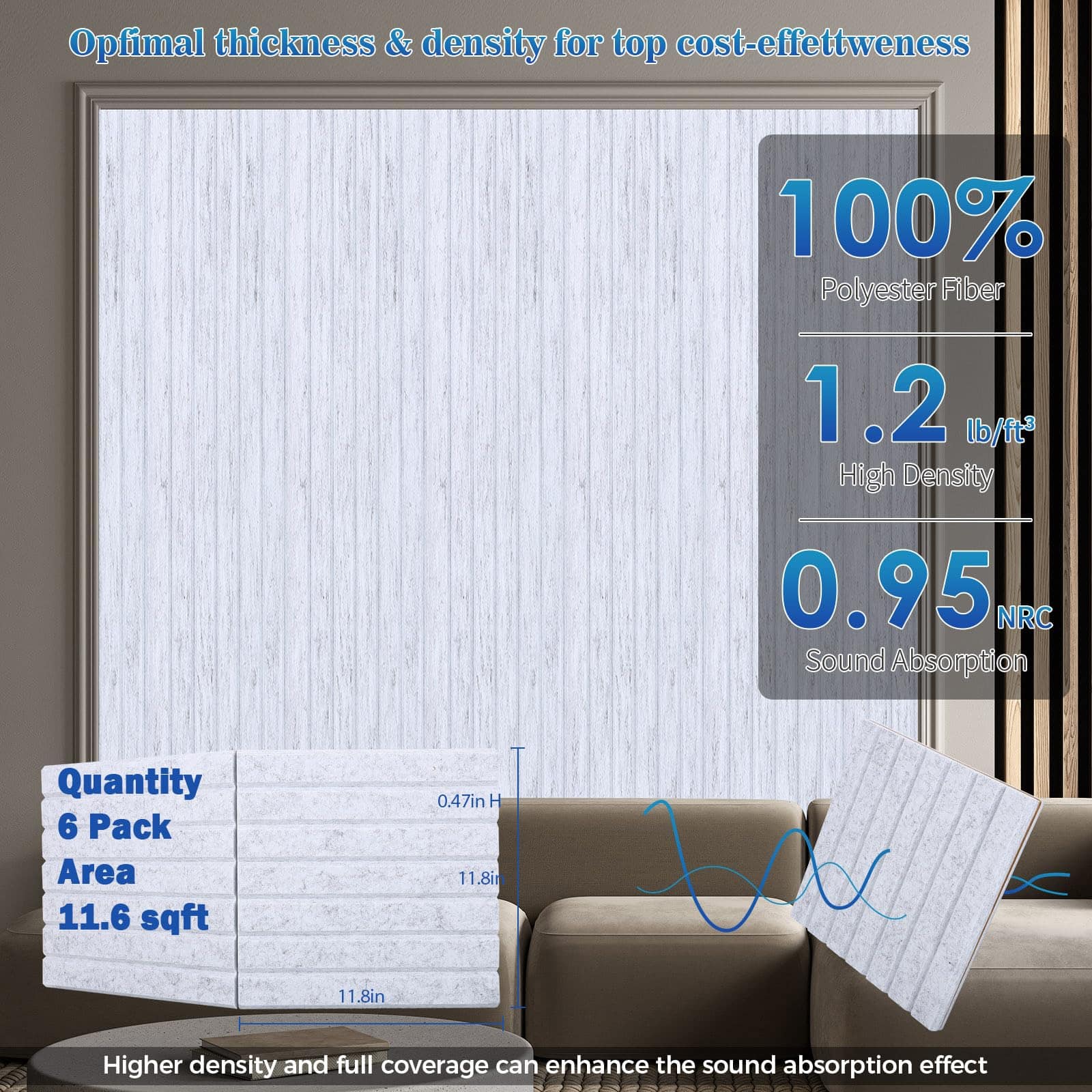 BSHEAD 6 Pack Paneles de Pared Insonorizantes Grandes - Imagen 7