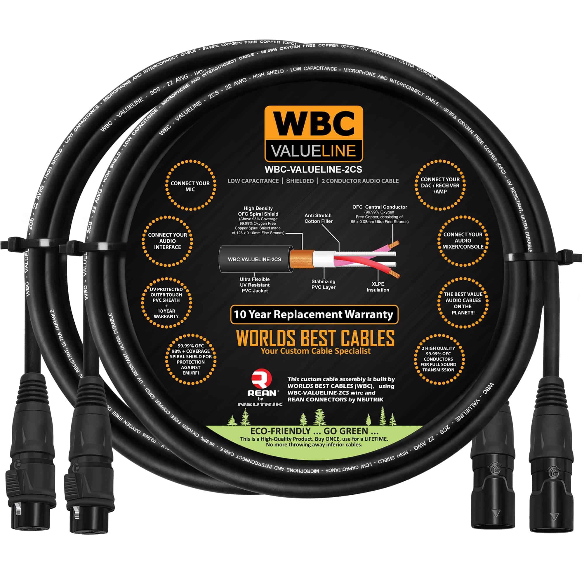 WBC-VALUELINE-2CS (22 AWG) - 2 Unidades - 3 Pies de Cables