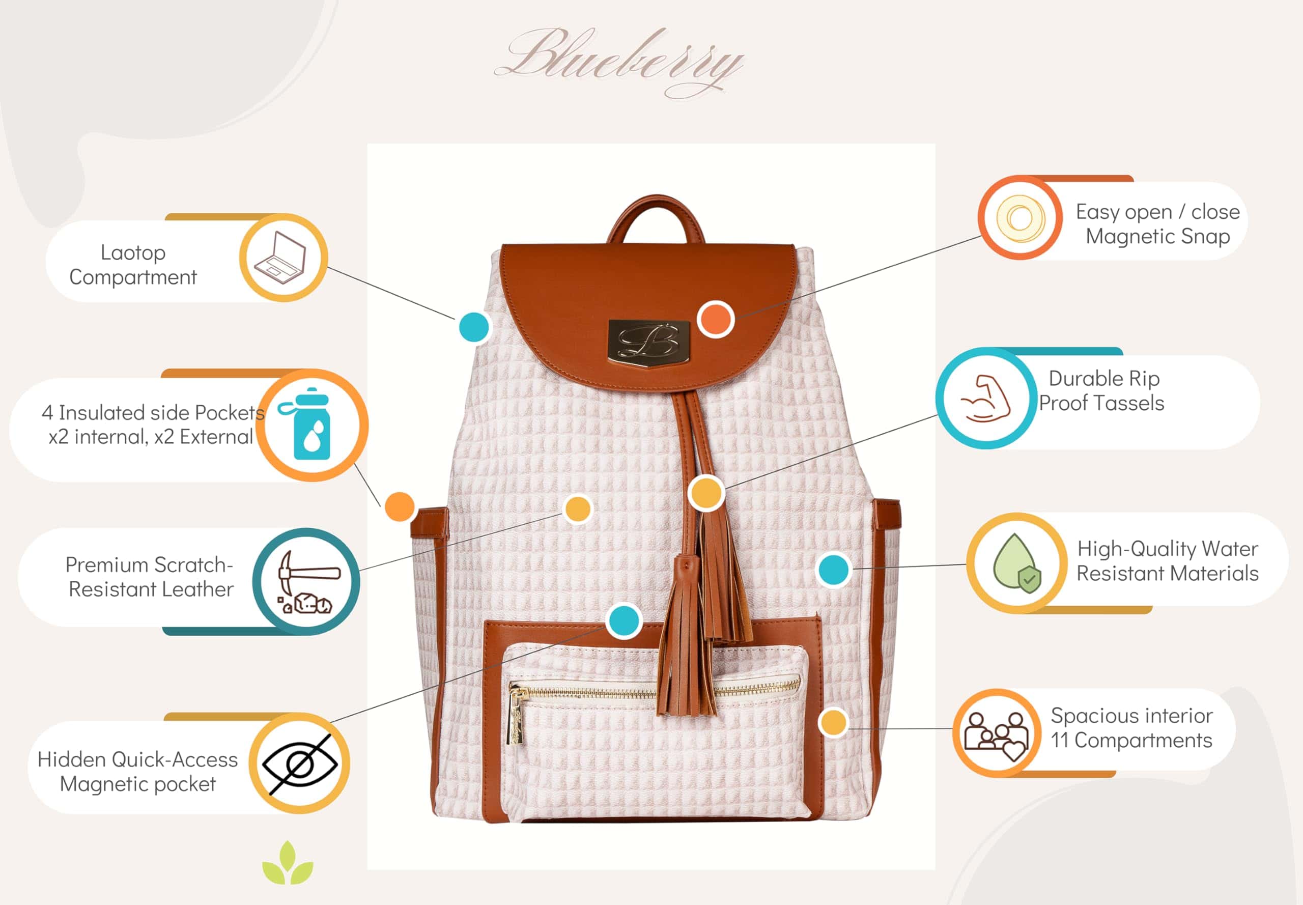 Bolso de pañales de lujo Blueberry con mochila grande para - Imagen 4