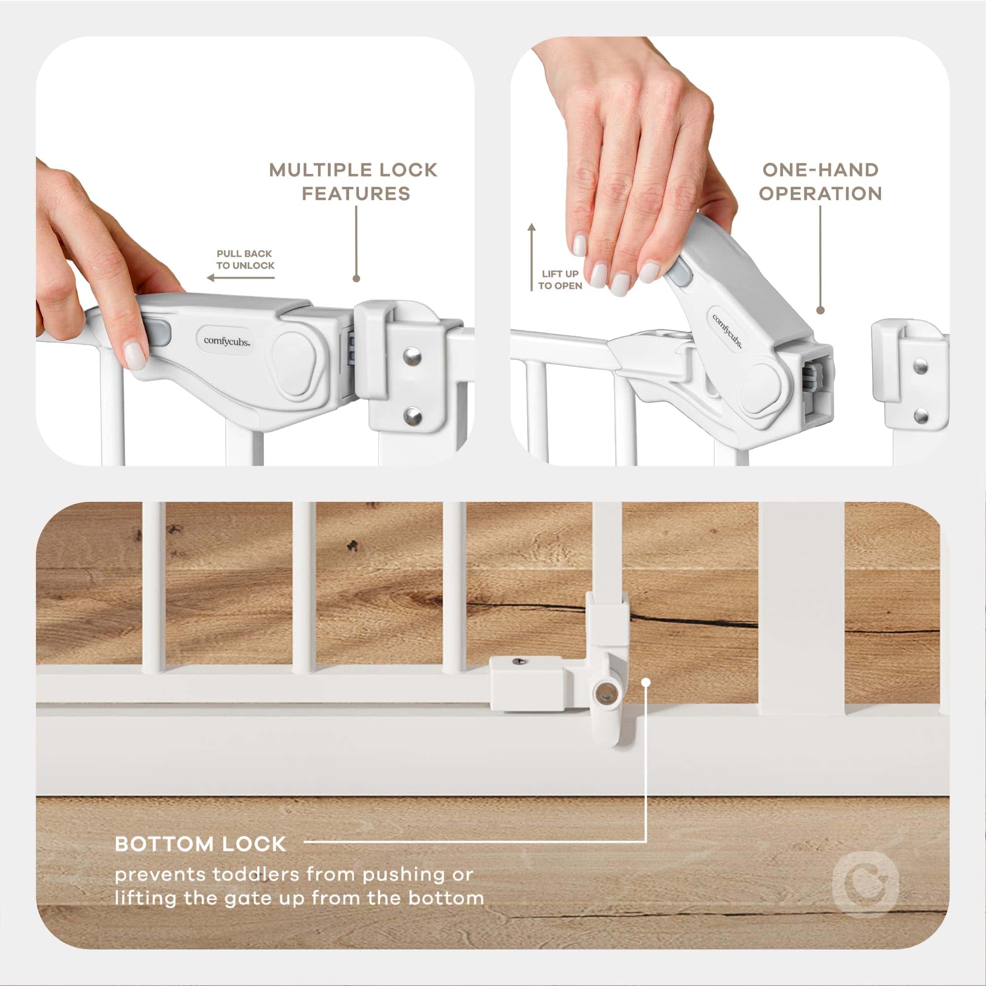 Reja de seguridad para bebés Comfy Cubs con 3 extensiones - - Imagen 6