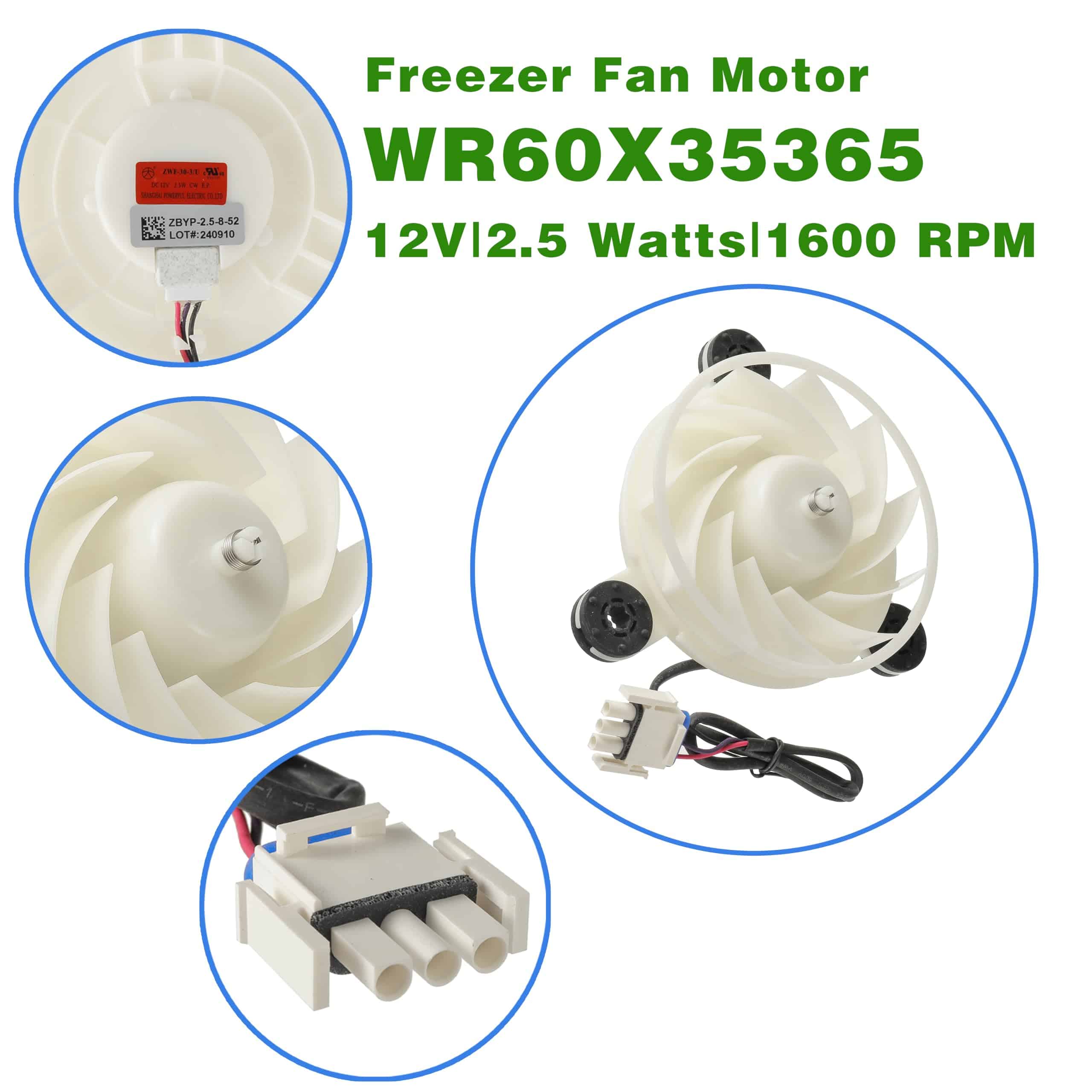 CDDCWZ WR60X35365 Ventilador del evaporador del congelador, - Imagen 6