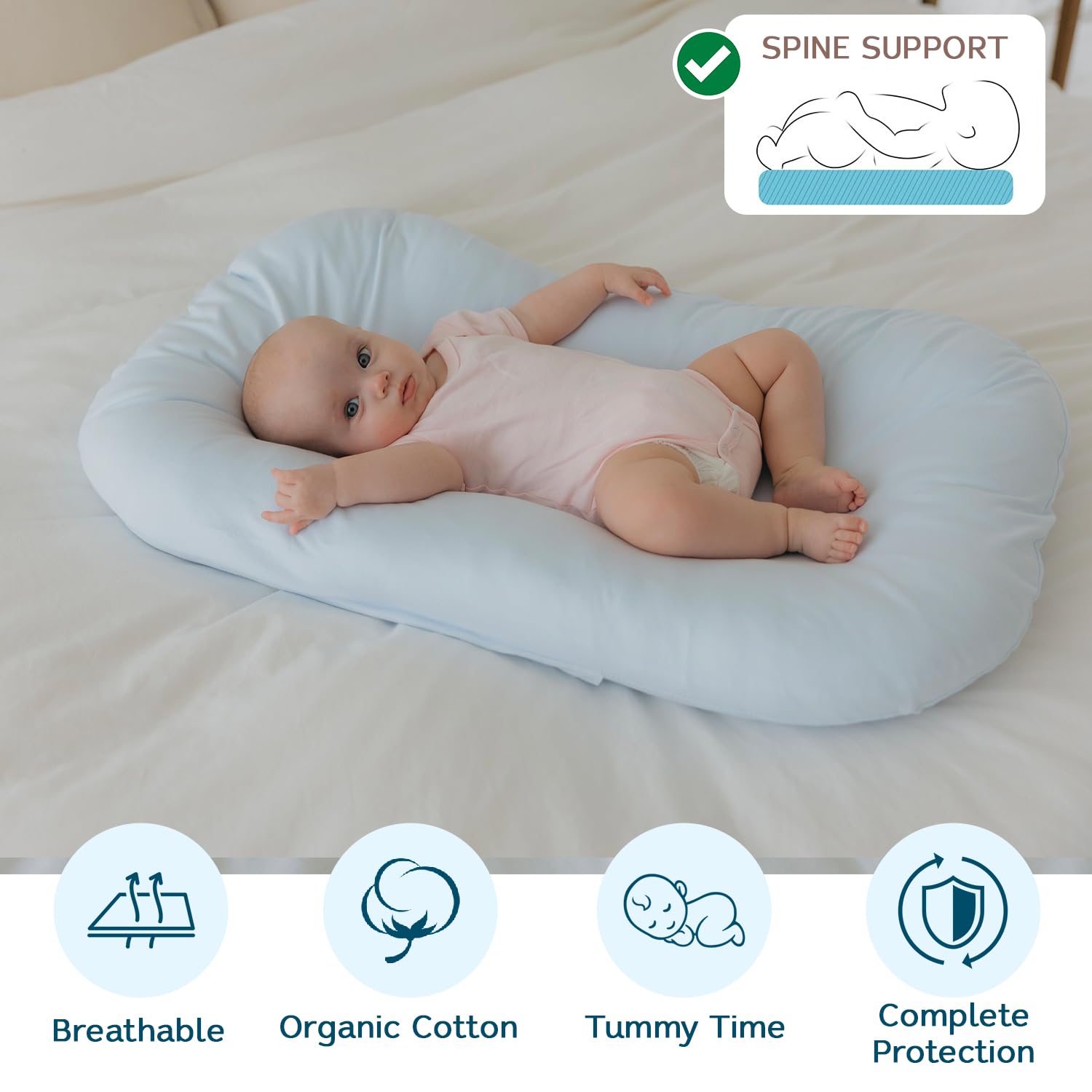 Aila+Aiden Snuggle Style Baby Nest, Recostador de Bebé, - Imagen 3