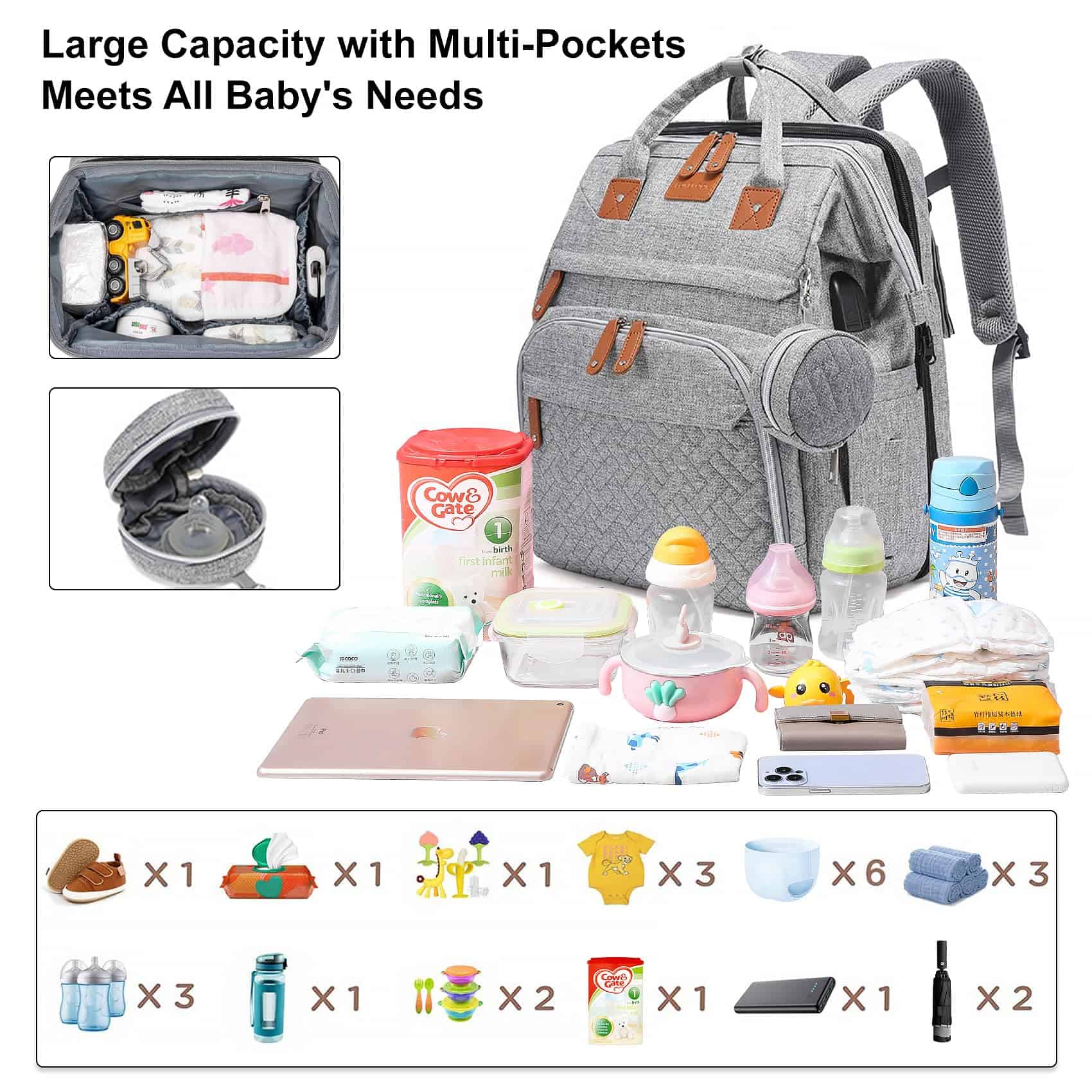 ANWTOTU Mochila para Pañales Mochila Impermeable - Imagen 5