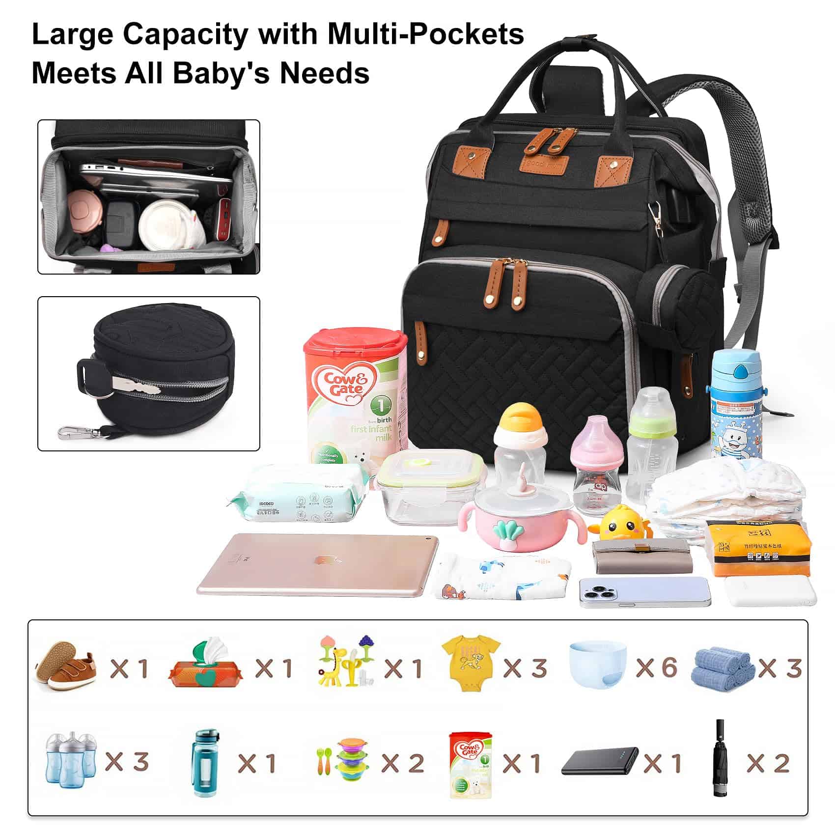 Mochila para Pañales de Bebé ANWTOTU Mochila para Pañales - Imagen 5