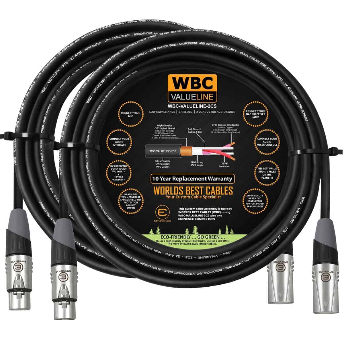 WBC-VALUELINE-2CS (22 AWG) - 2 Unidades - 8 Pies Cable de