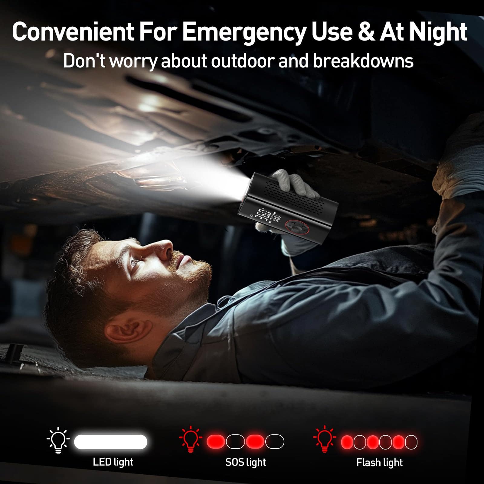 Inflador de neumáticos - Compresor de aire portátil - Bomba - Imagen 7