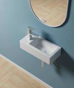 Fregadero de baño de cerámica rectangular montado en la