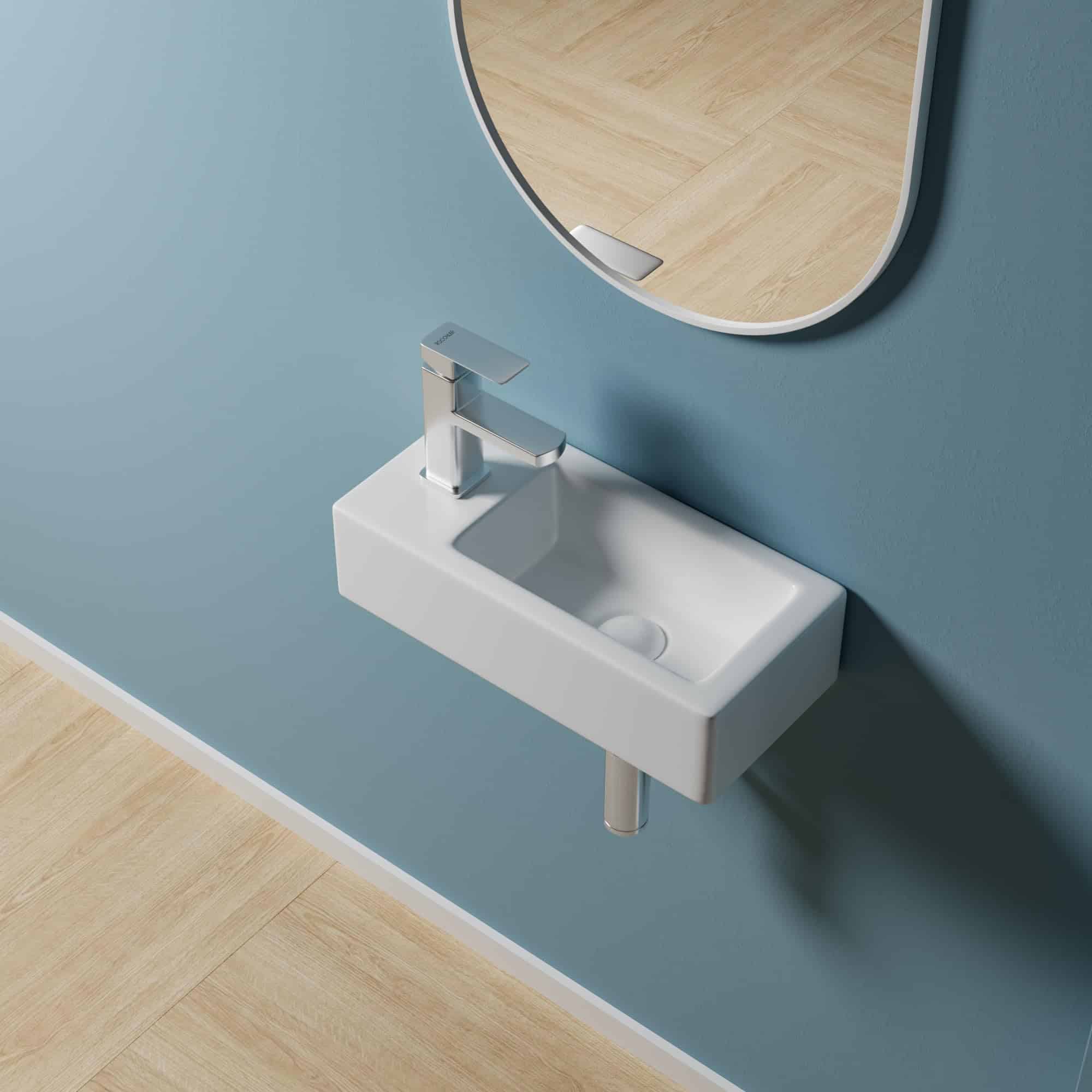 Fregadero de baño de cerámica rectangular montado en la