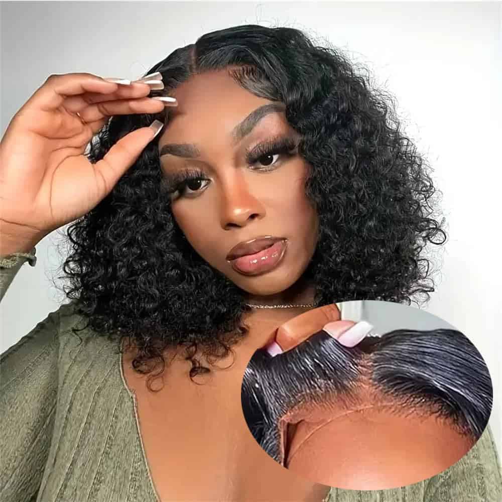 Pelucas Bob sin Pegamento de Cabello Humano Onda de Agua