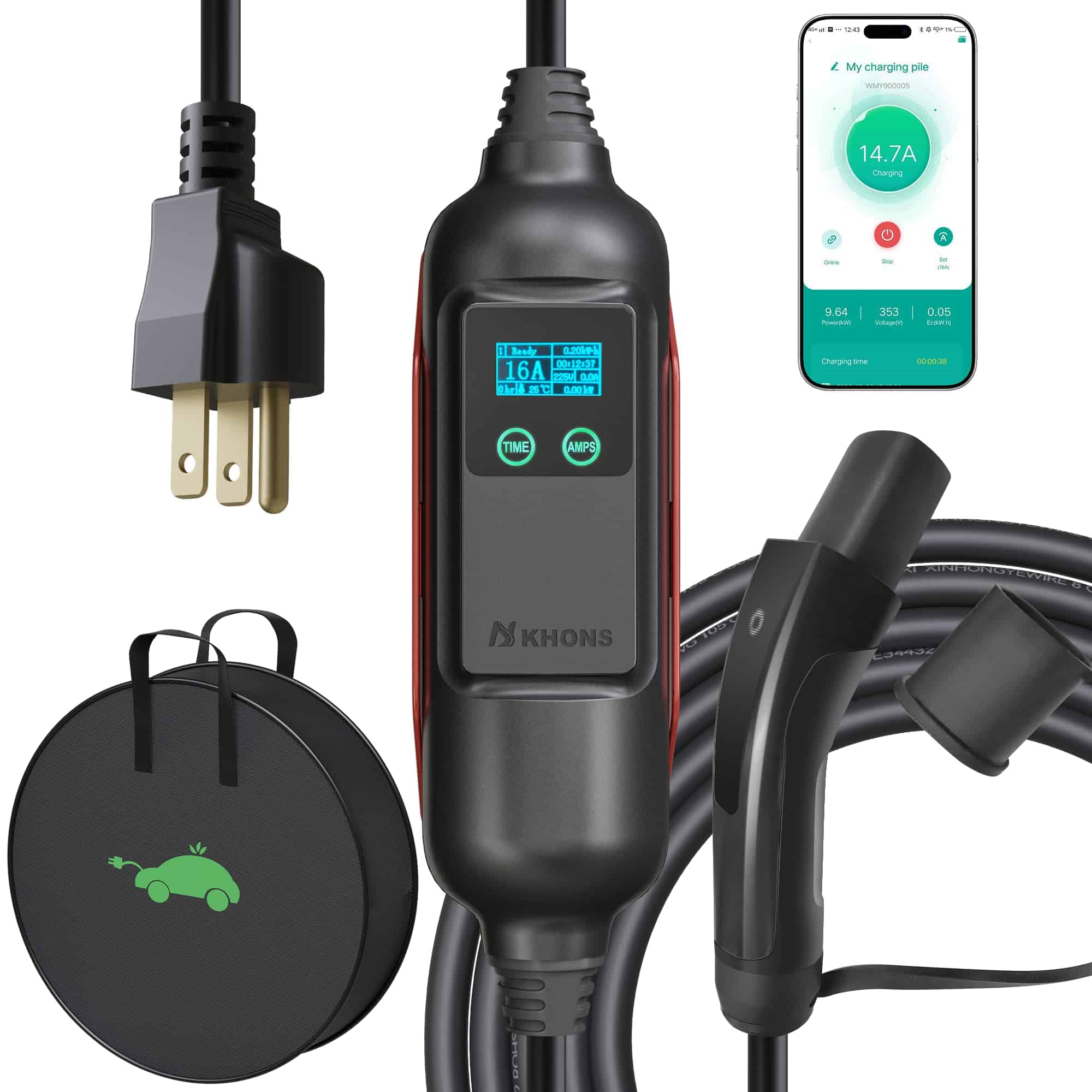 Cargador de Nivel 1 KHONS 16Amp 120V Estación de Carga para