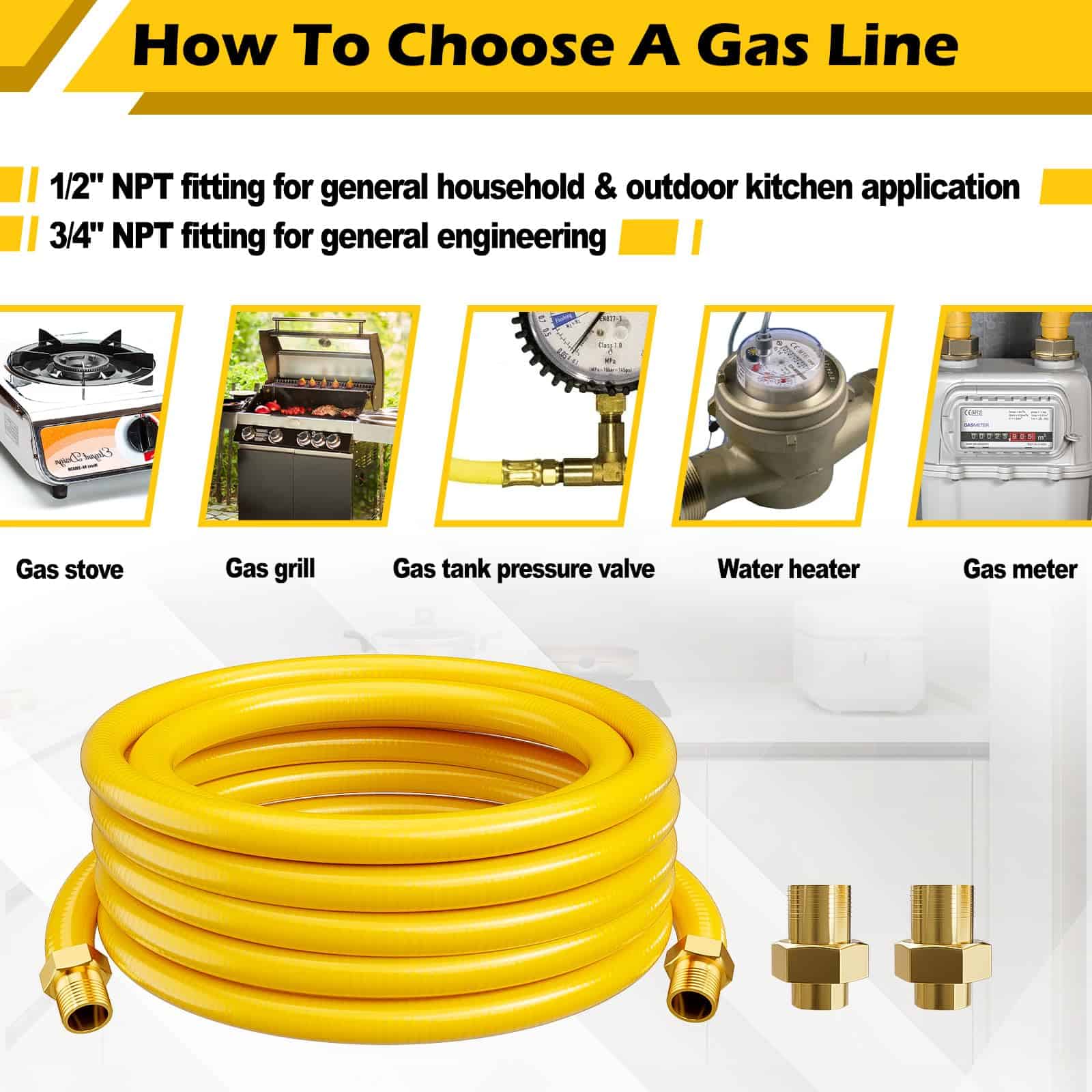 Manguera de gas natural flexible de 33 pies 1/2", Tubería - Imagen 8