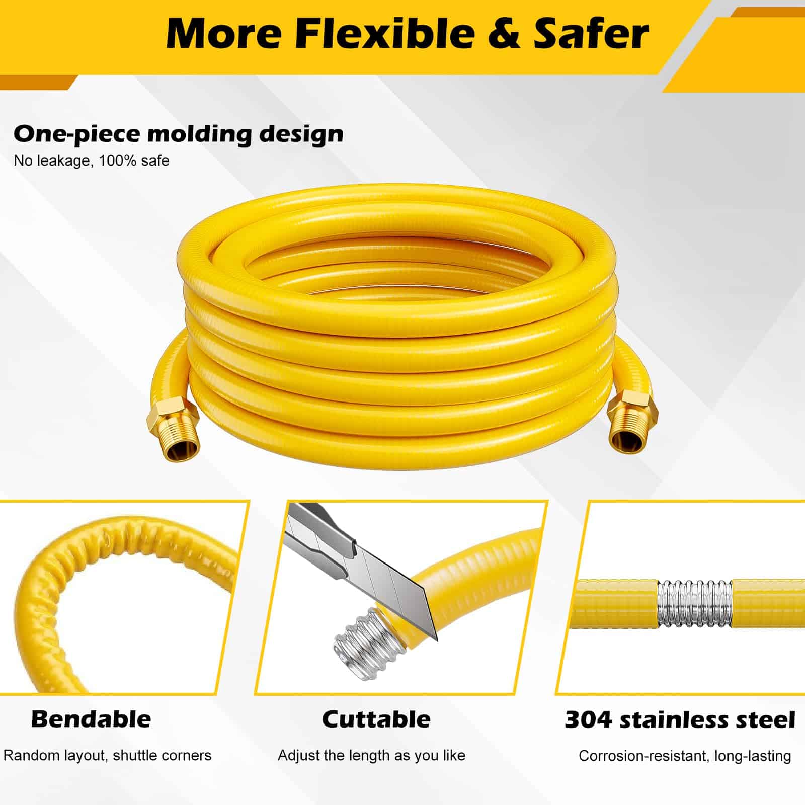 Manguera de gas natural flexible de 33 pies 1/2", Tubería - Imagen 6