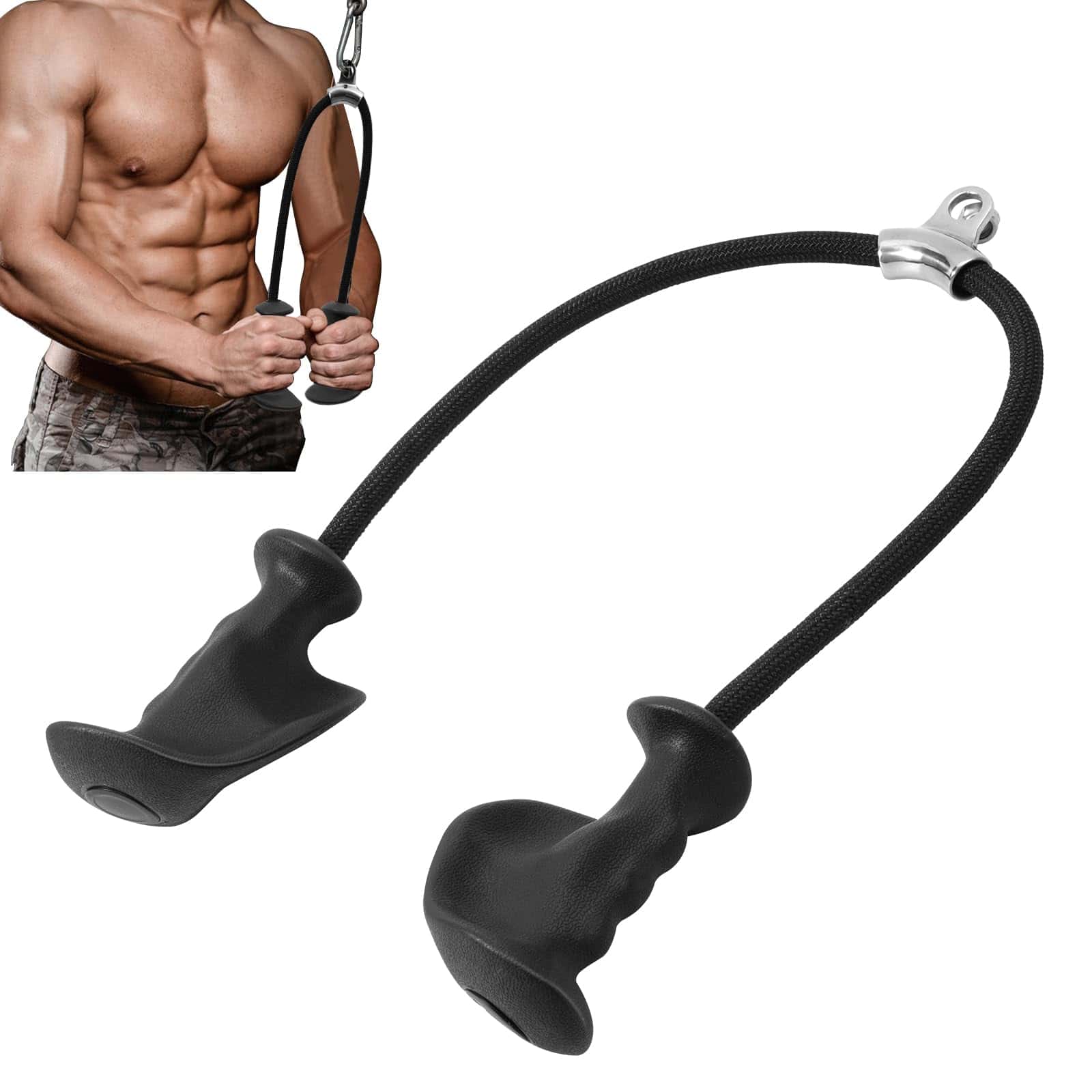 Cuerda Tricep Ergonómica con Mango, 38 Pulgadas Cable de
