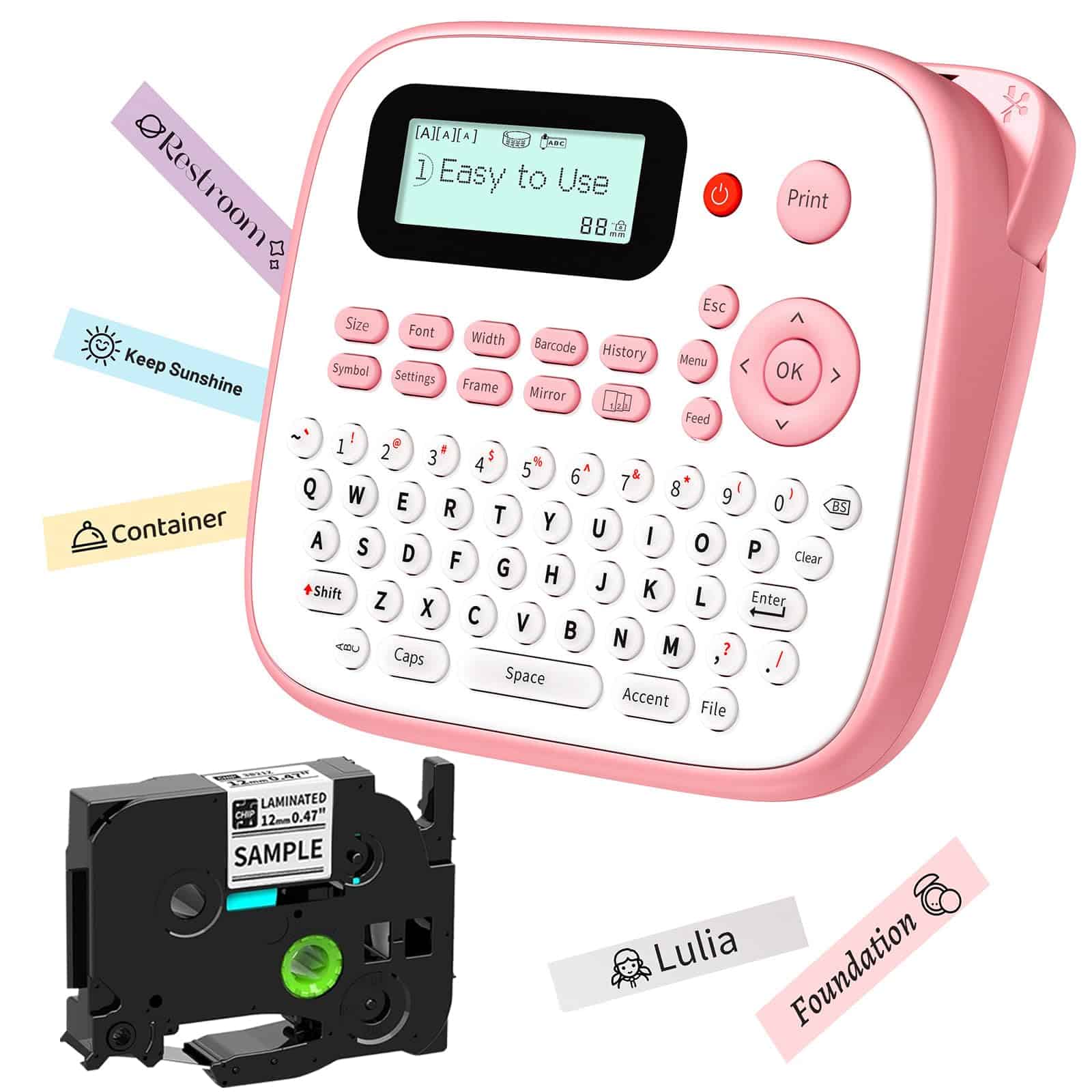 Máquina etiquetadora EazeID Pink con cintas, etiquetadora