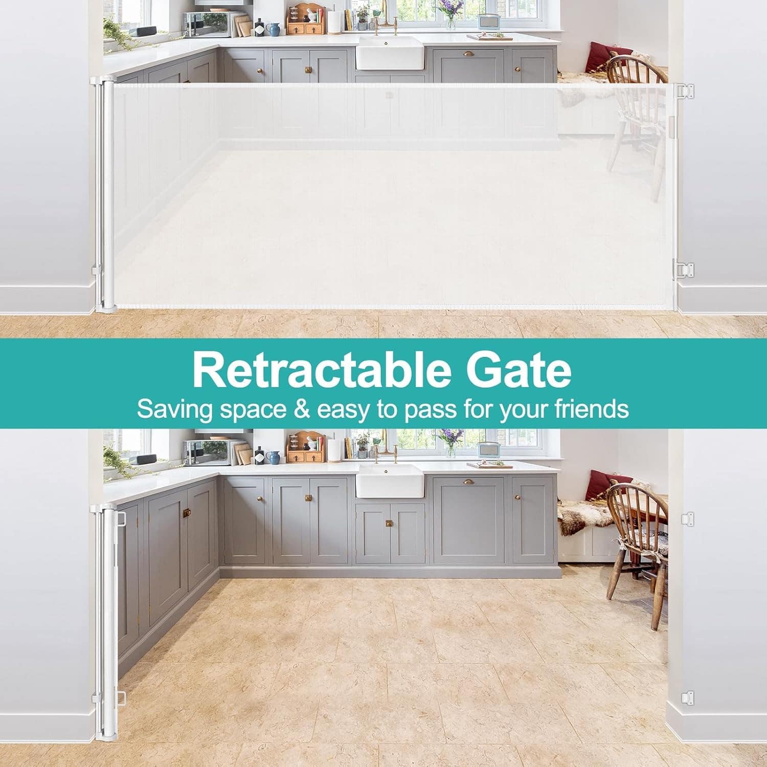 Puertas de bebé retráctiles extra altas y extra anchas de - Imagen 4