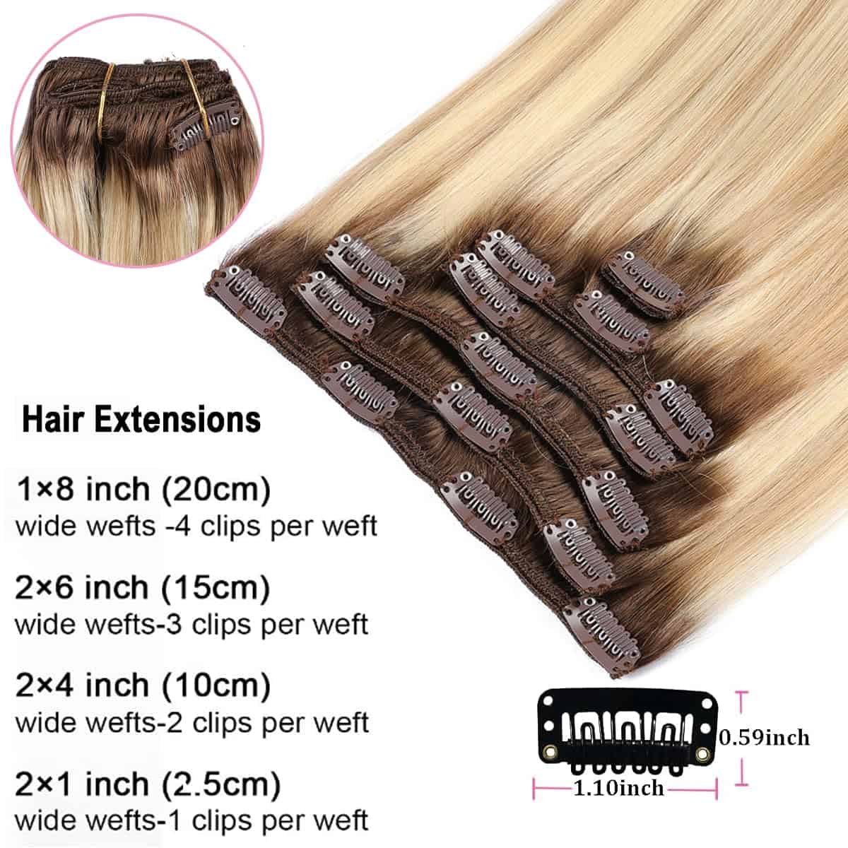 Extensiones de Cabello Clip ORIGEN de Pelo Humano Real Remy - Imagen 4