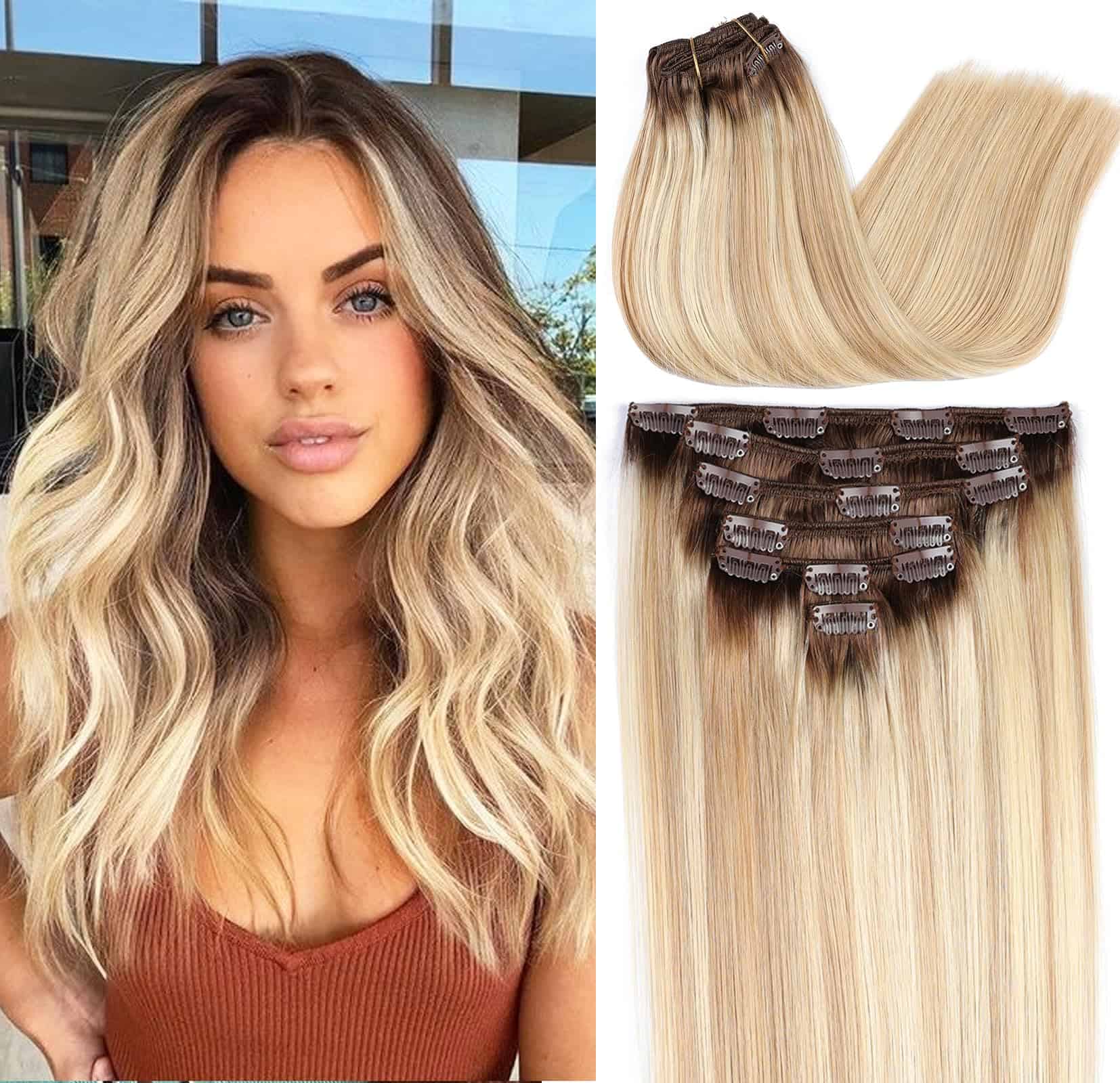 Extensiones de Cabello Clip ORIGEN de Pelo Humano Real Remy