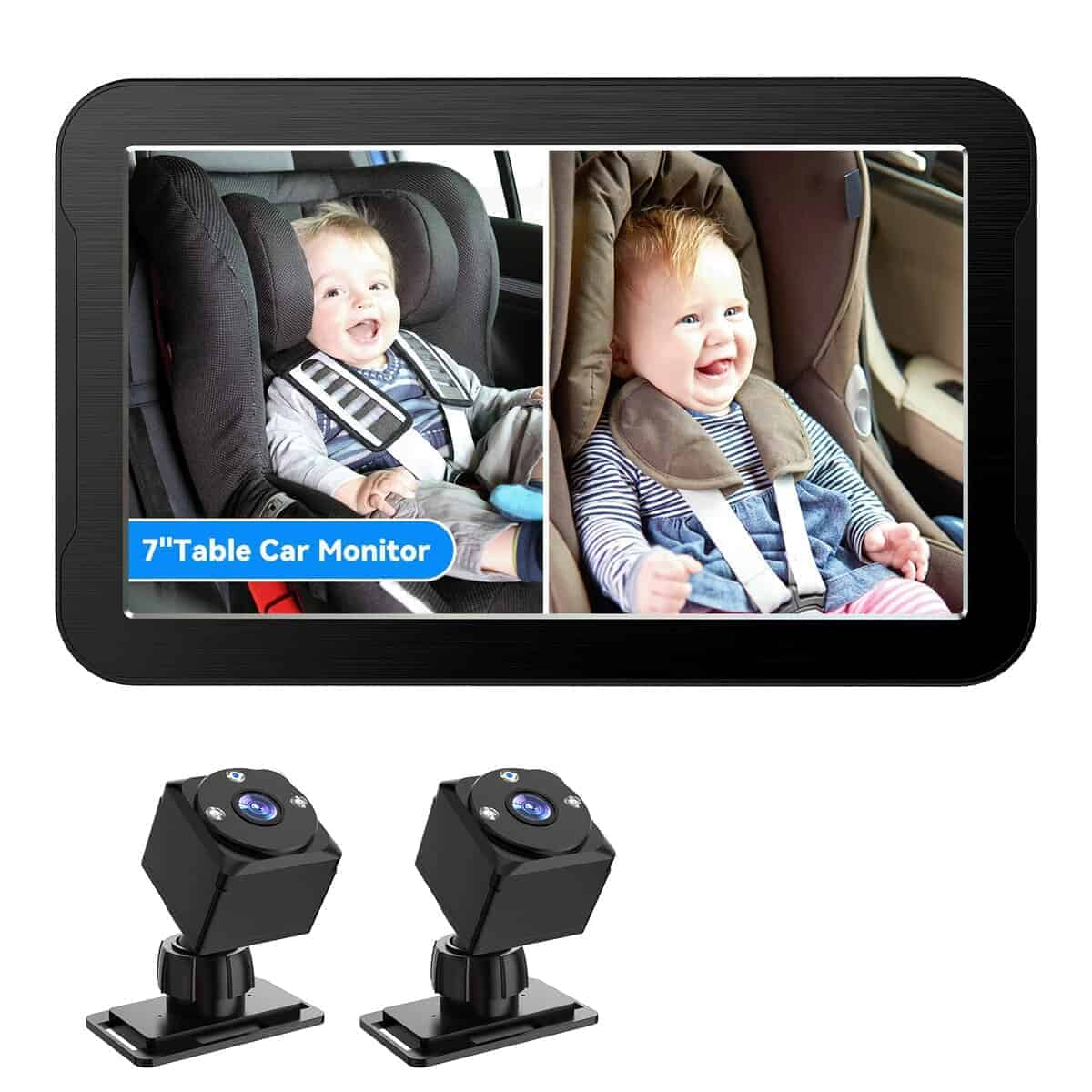 Cámara para Bebés en el Coche para 2 Niños, Monitor de