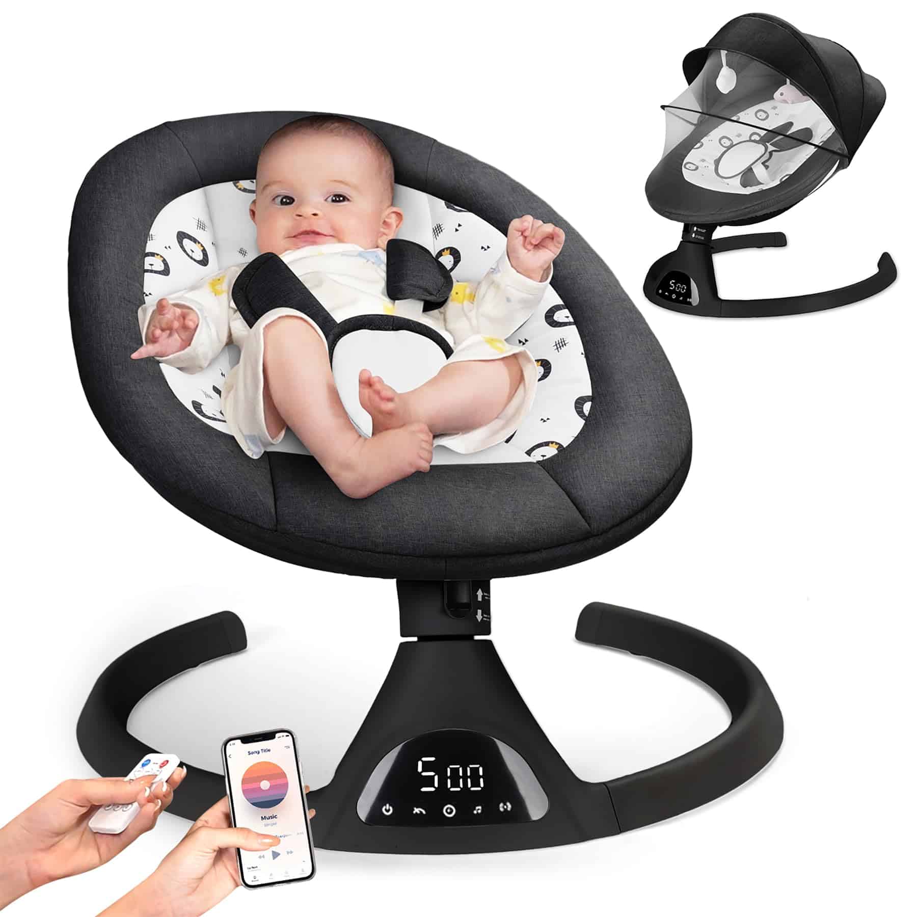 Columpio Eléctrico para Bebés Portátil de Infantes a Niños