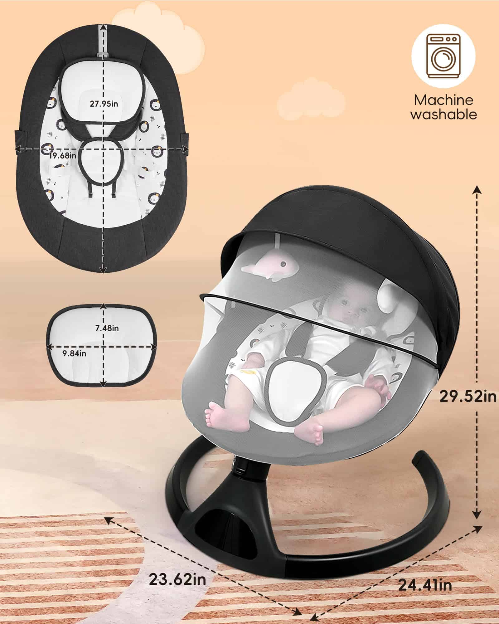Columpio Eléctrico para Bebés Portátil de Infantes a Niños - Imagen 5