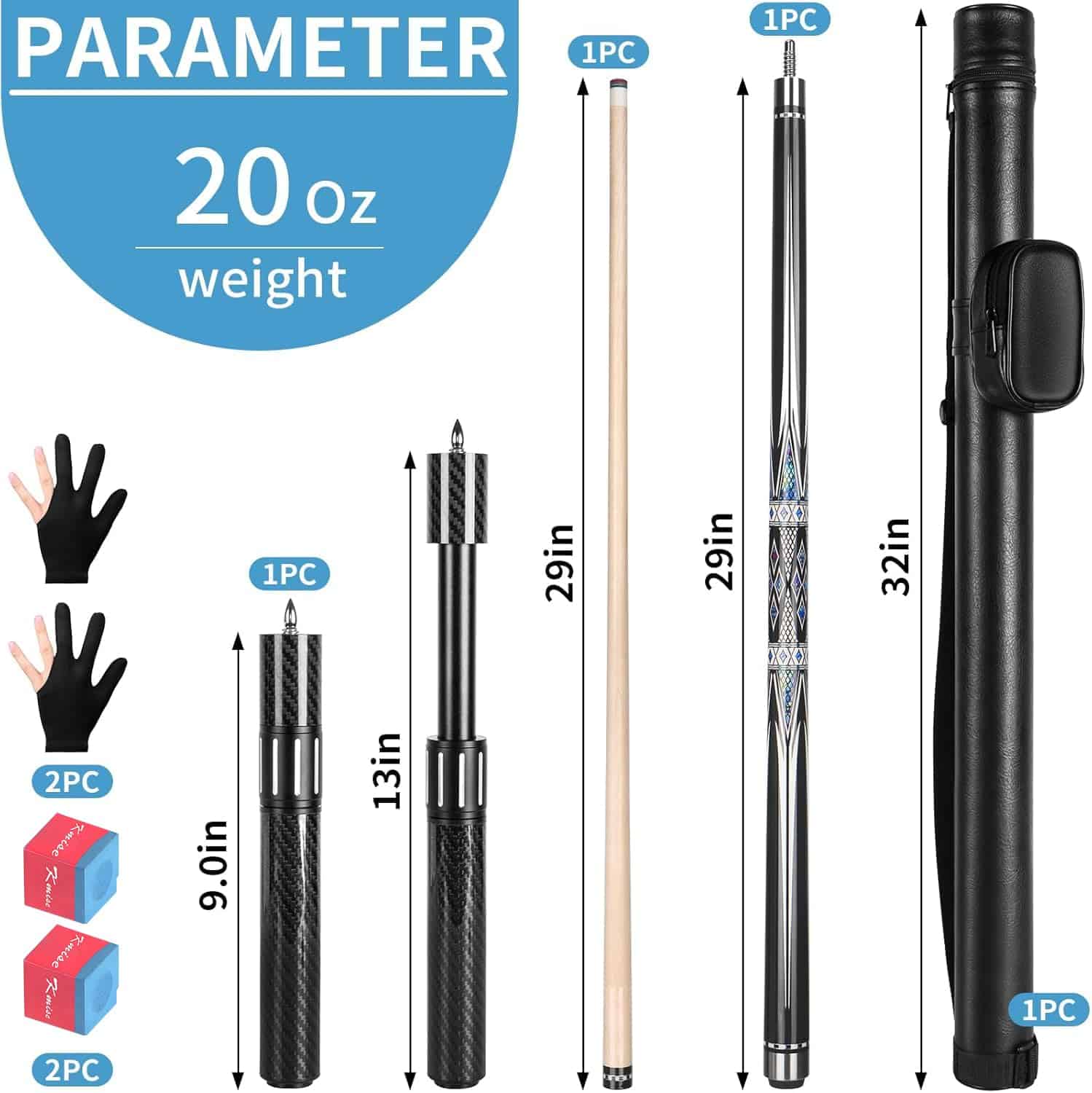 Kmise 58'' 20oz Taco de Billar con -Patrón 1 - Imagen 3