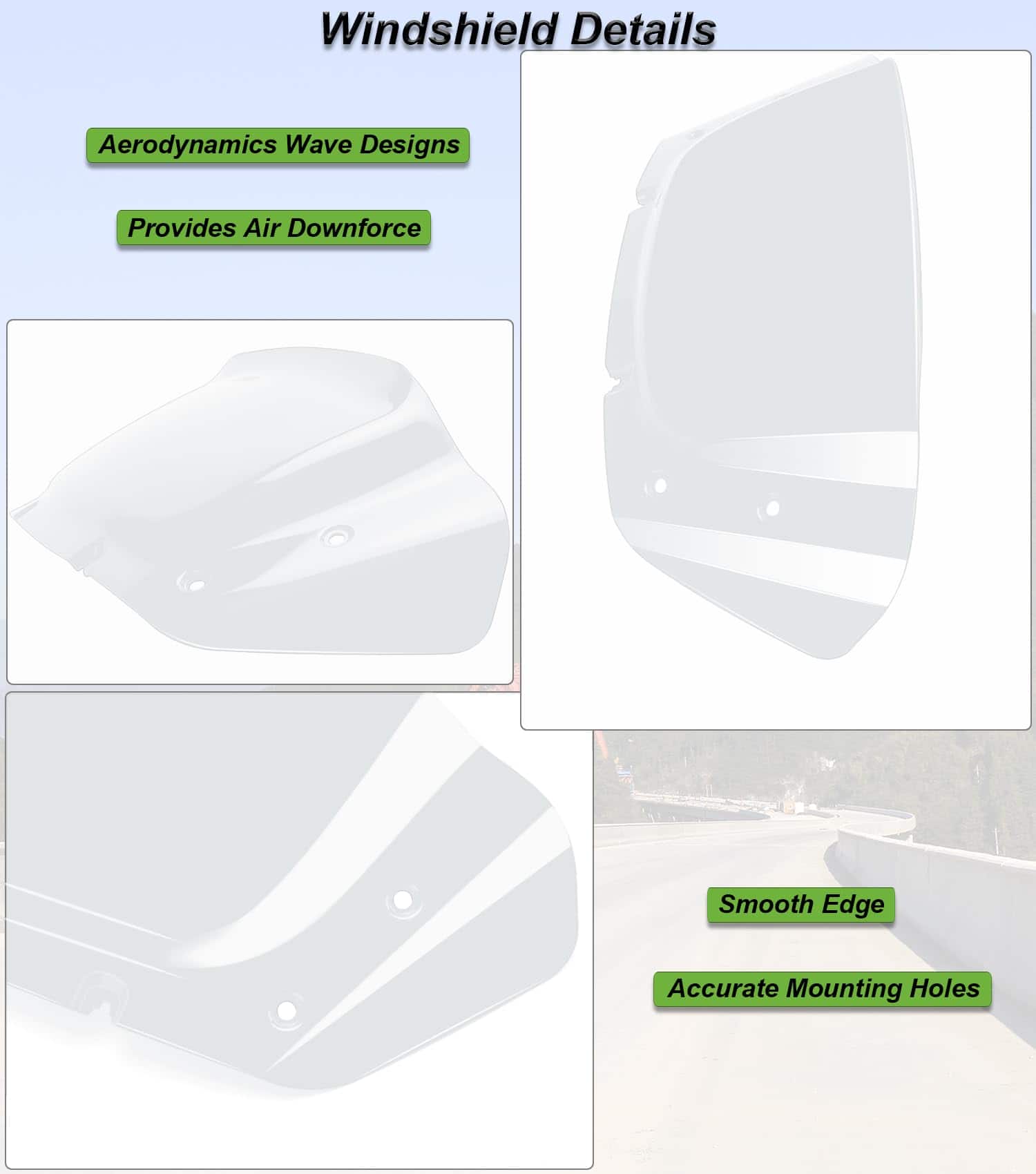 Parabrisas de 8" Wave Windshield Windscreen Wind Splitter - Imagen 10