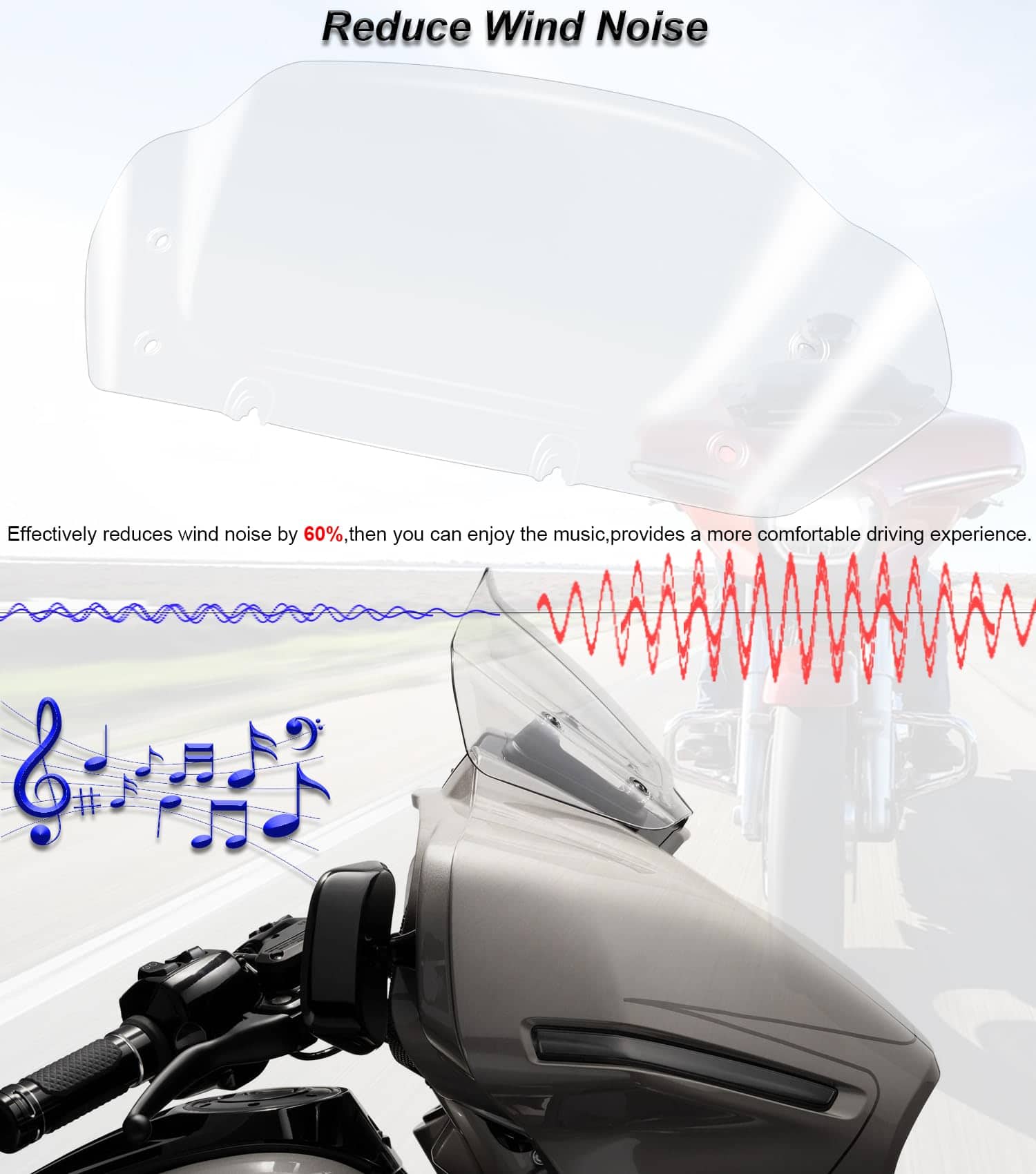 Parabrisas de 8" Wave Windshield Windscreen Wind Splitter - Imagen 4