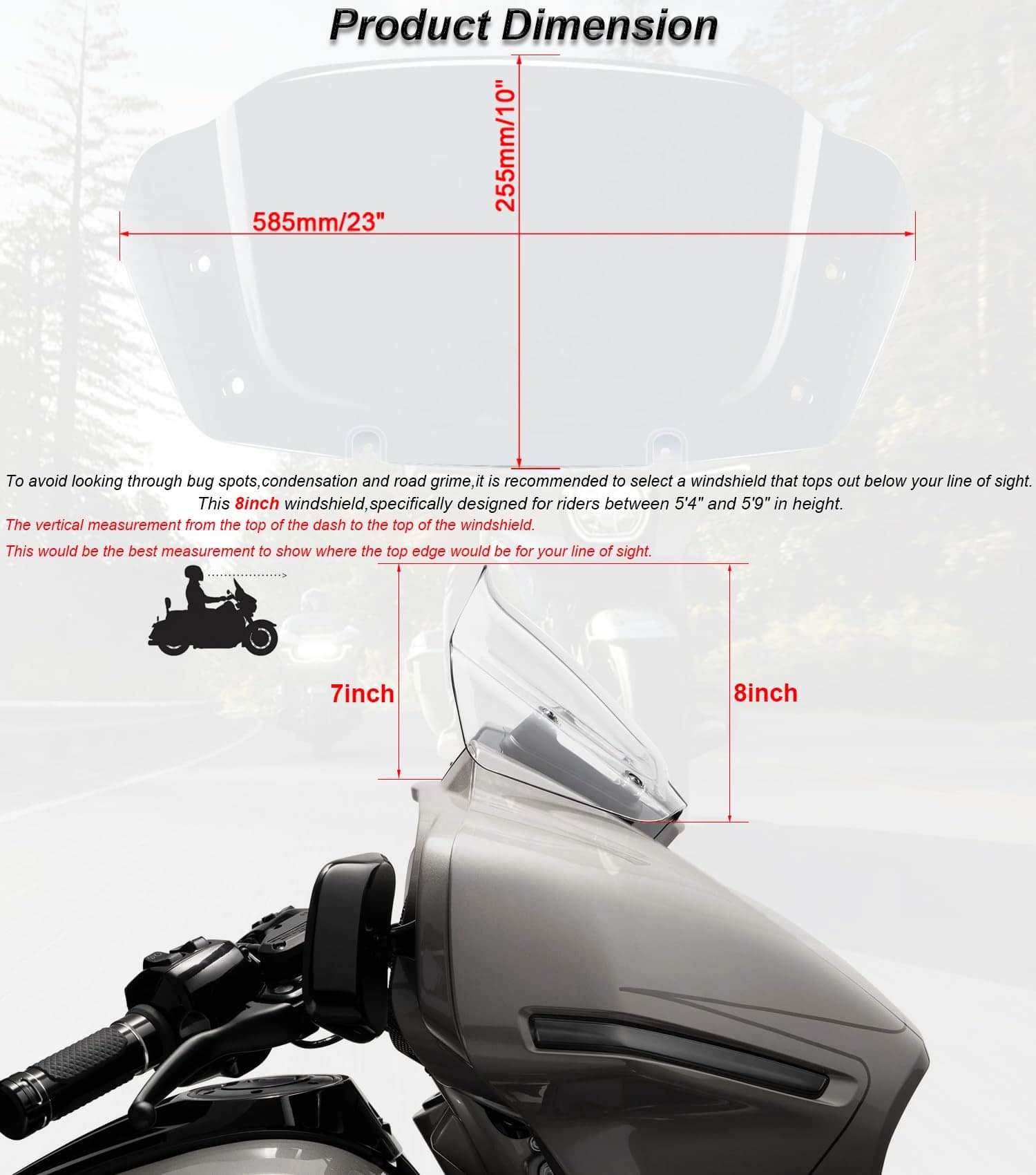 Parabrisas de 8" Wave Windshield Windscreen Wind Splitter - Imagen 6