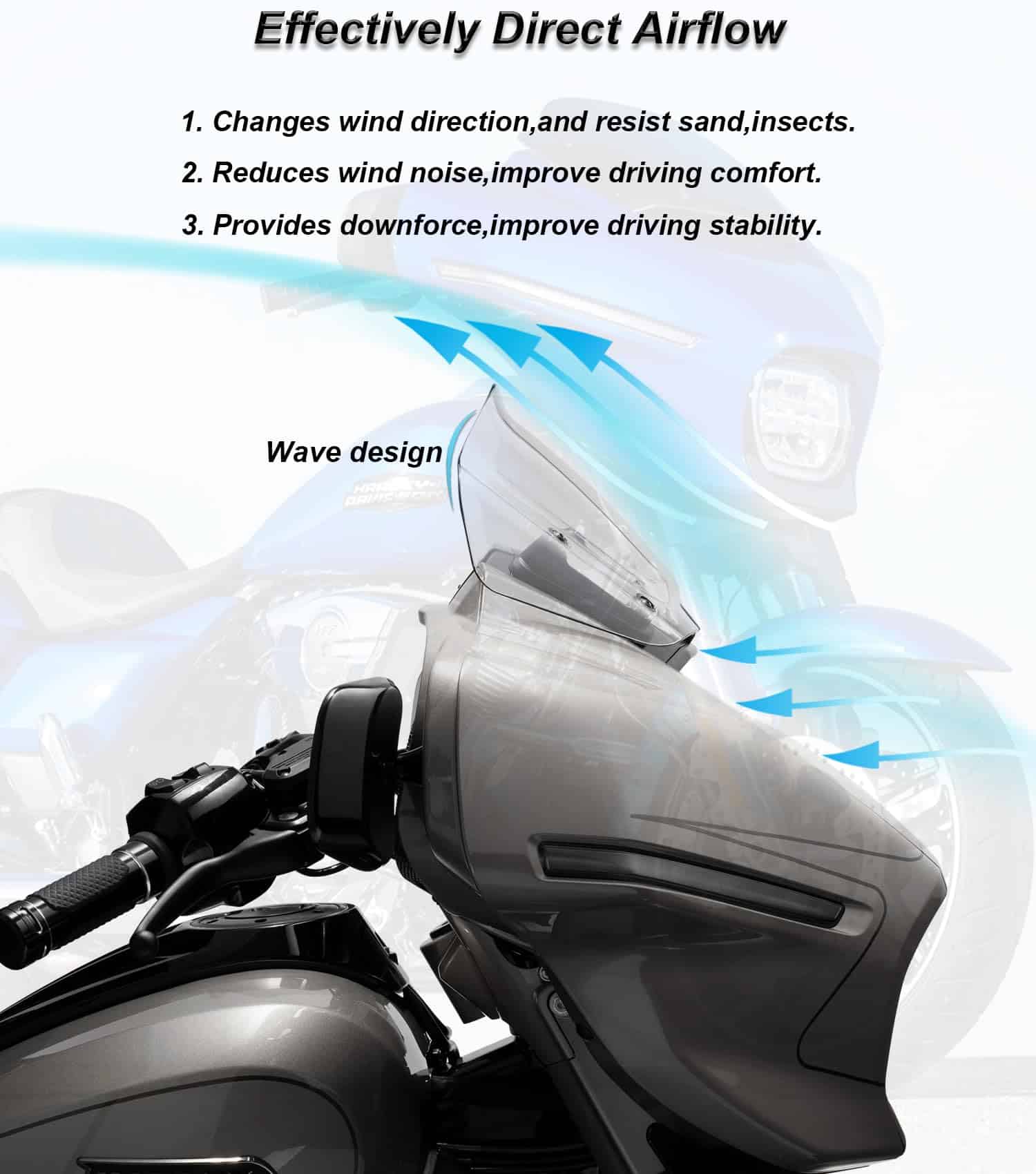 Parabrisas de 8" Wave Windshield Windscreen Wind Splitter - Imagen 3