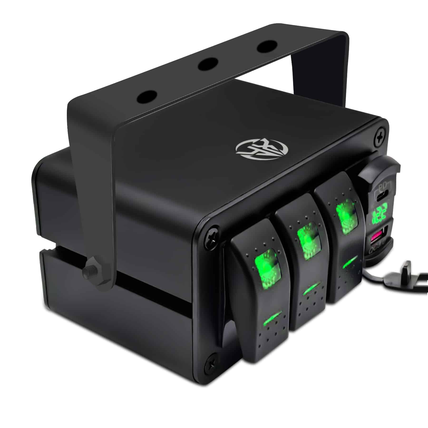 Panel de interruptores basculantes de 3 vías en caja de