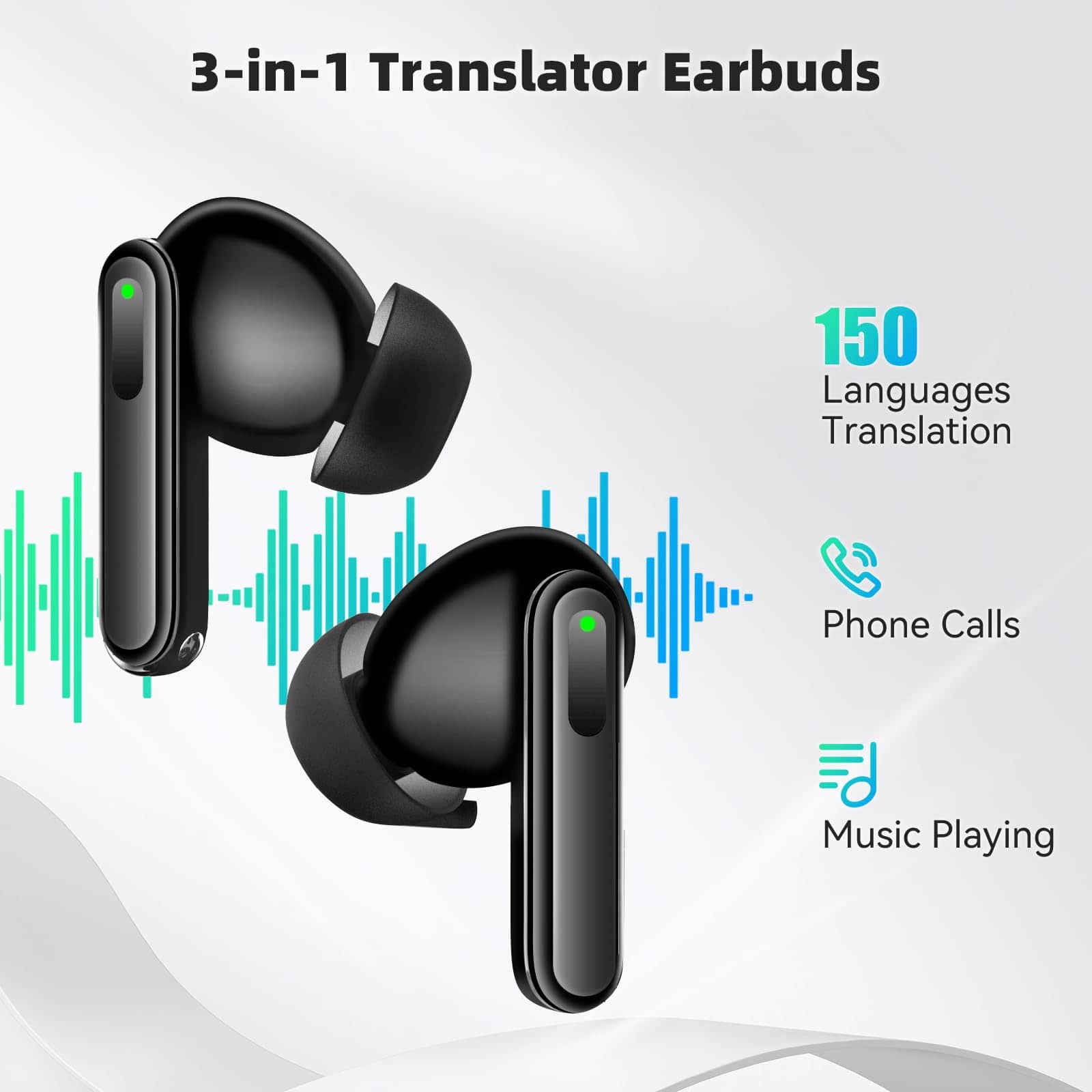 Audífonos para Traducción de Idiomas, 3 en 1 Traductor de - Imagen 4