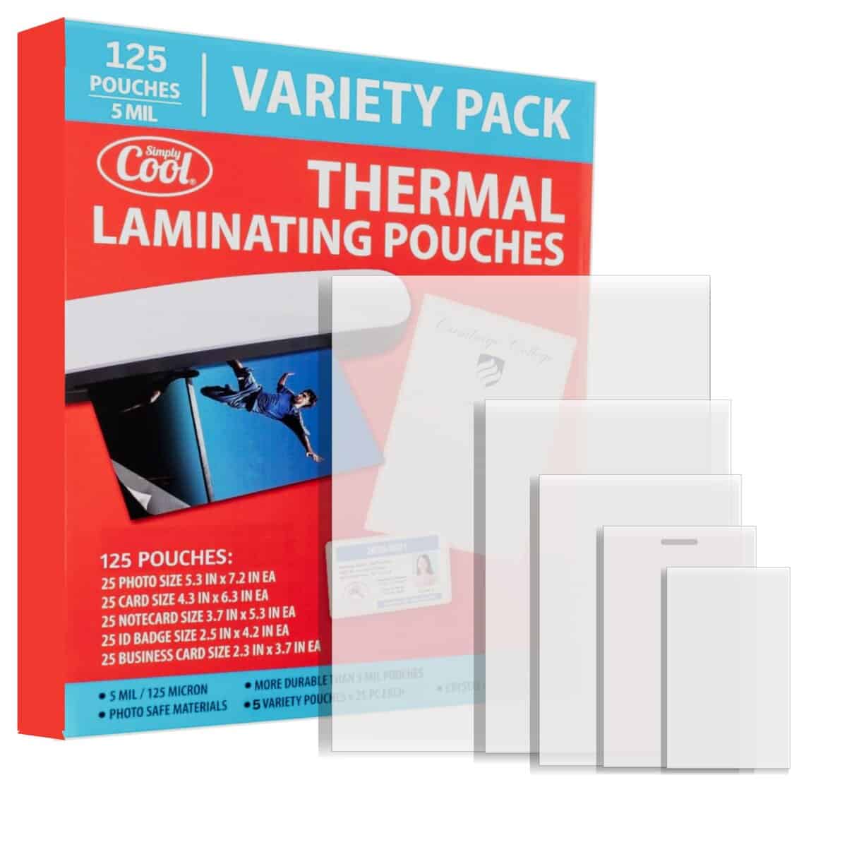 5MIL Hojas de Laminado Térmico (125 Count) Tamaños para